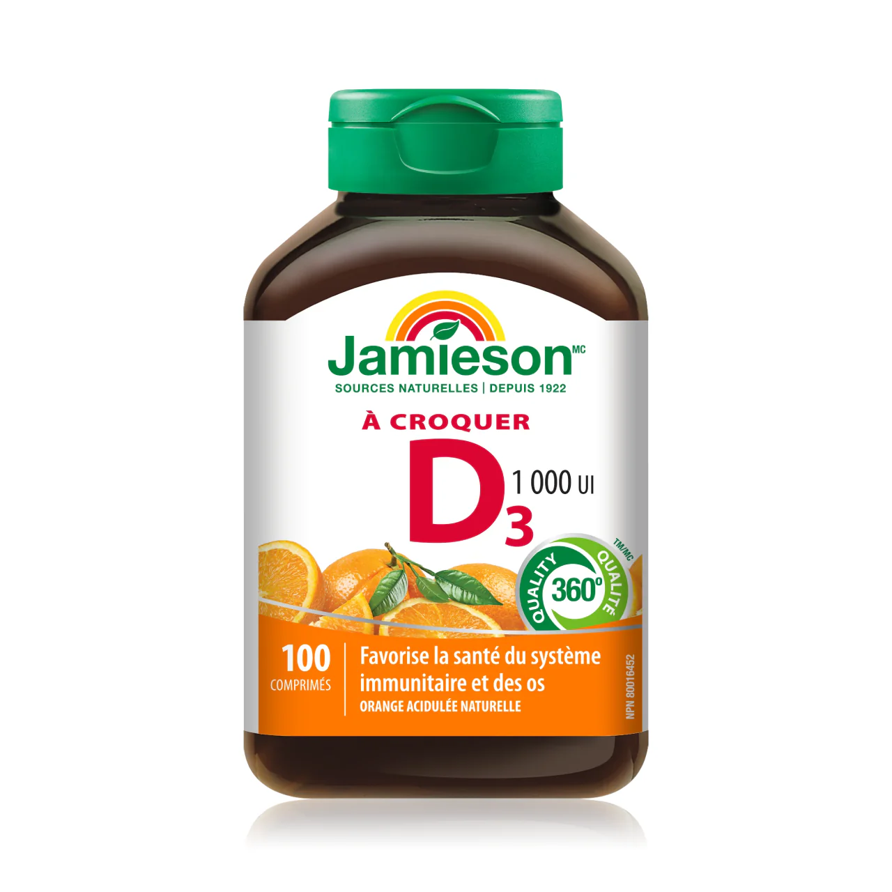 Jamieson - Chewable Vitamin D3 1000 IU - Natural Tangy Orange | 100 Tablets - Image 2