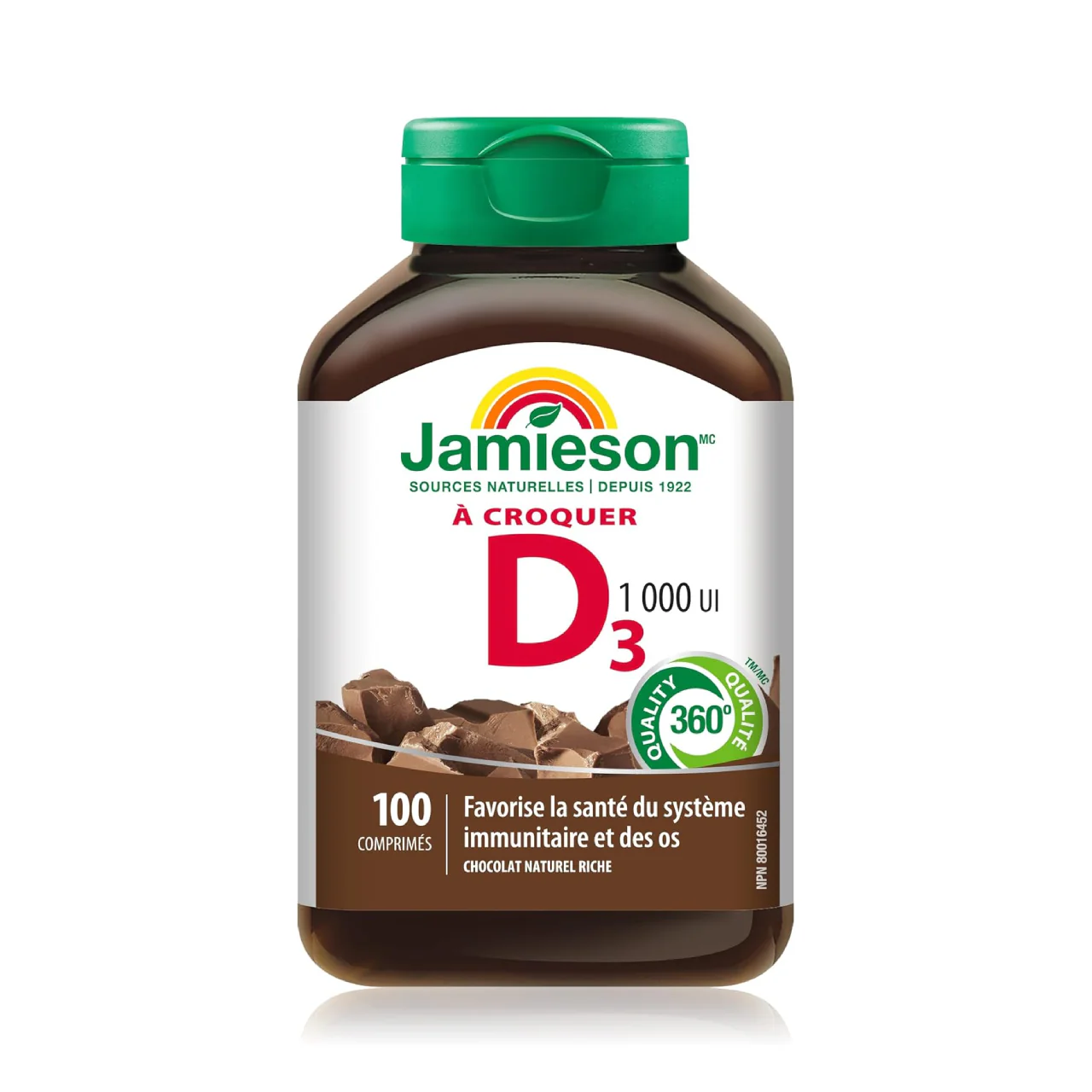 Jamieson - Chewable Vitamin D3 1000 IU - Rich Natural Chocolate | 100 Tablets - Image 2