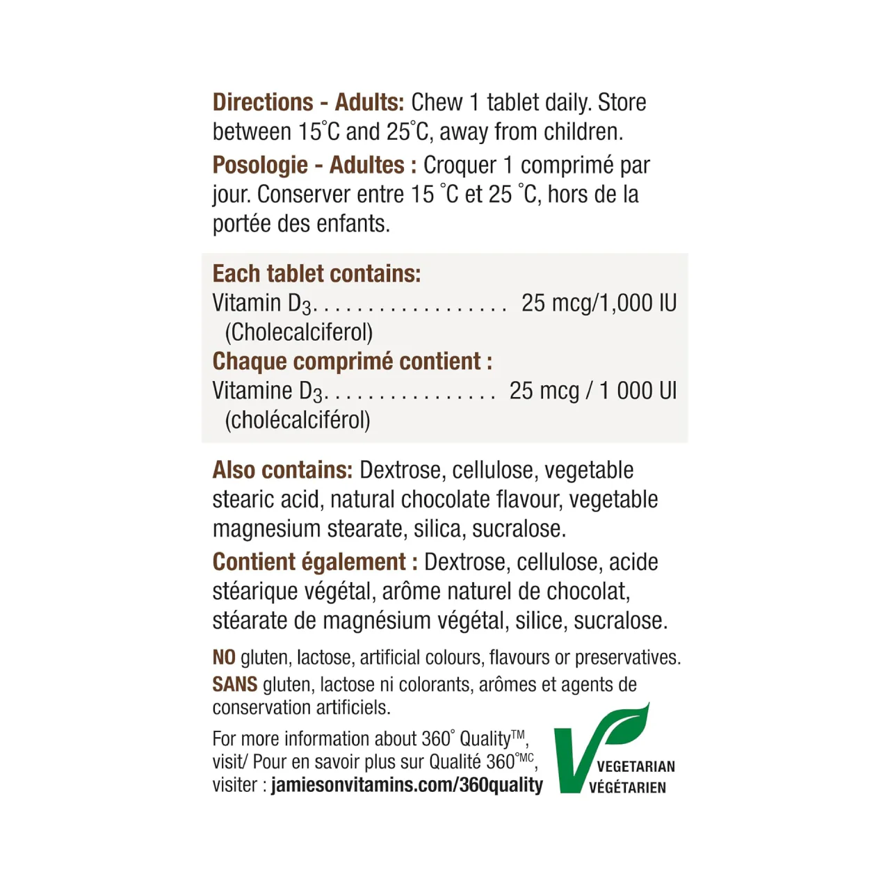 Jamieson - Chewable Vitamin D3 1000 IU - Rich Natural Chocolate | 100 Tablets - Image 3
