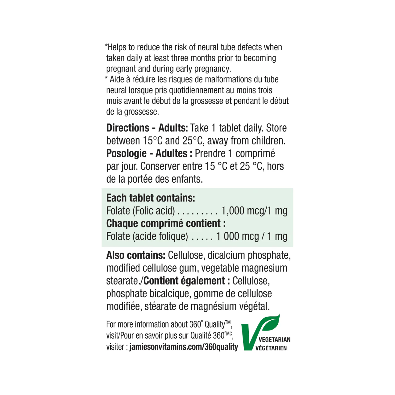 Jamieson - Folic Acid 1000 mcg | 100 Tablets - Image 3