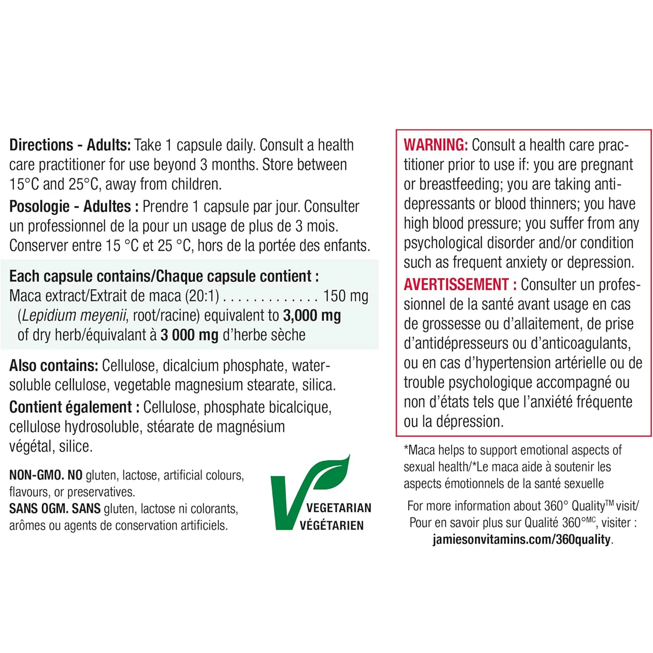 Jamieson - Maca 3000mg | 60 Capsules - Image 2