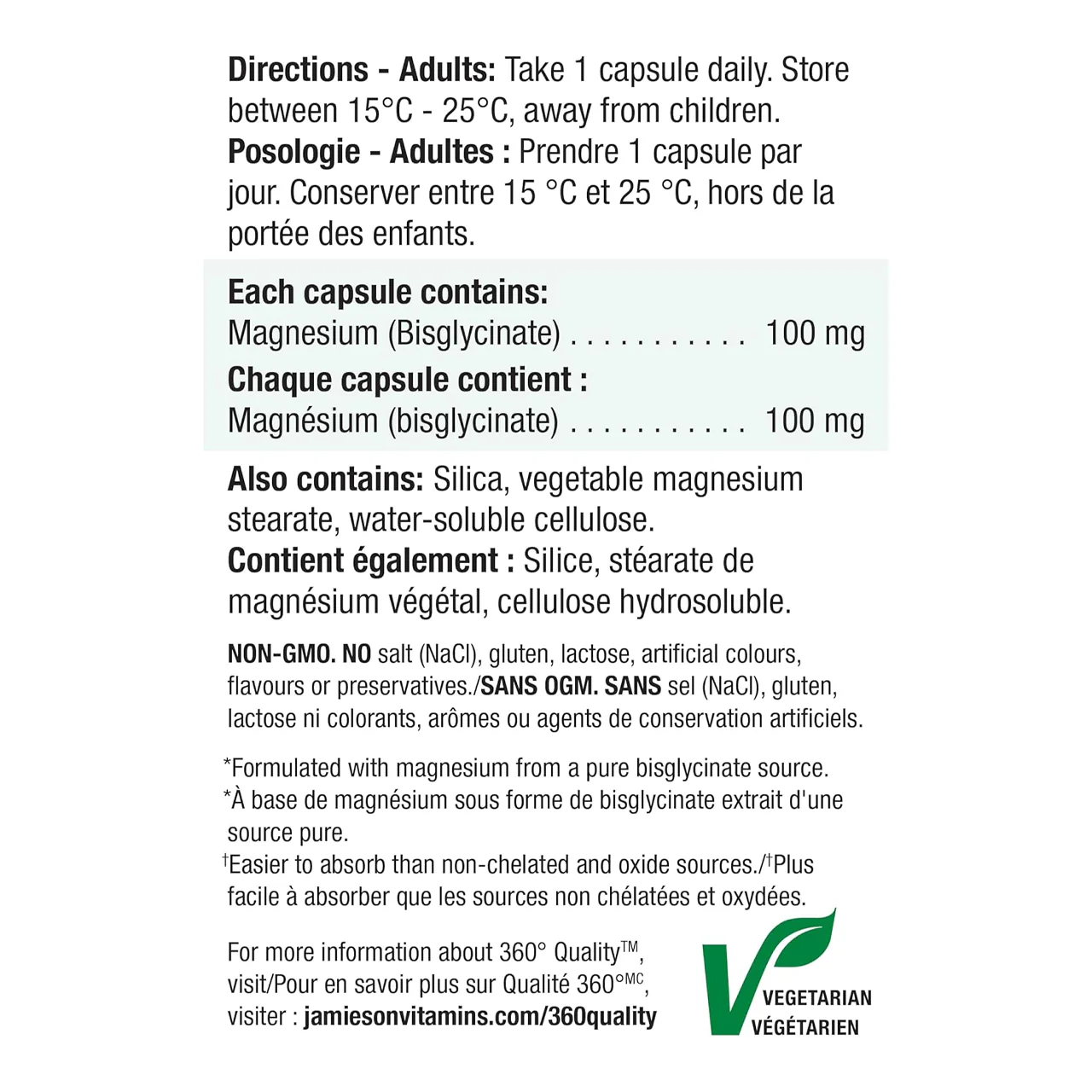Jamieson - Magnesium Bisglycinate 100mg | 70 Capsules - Image 3