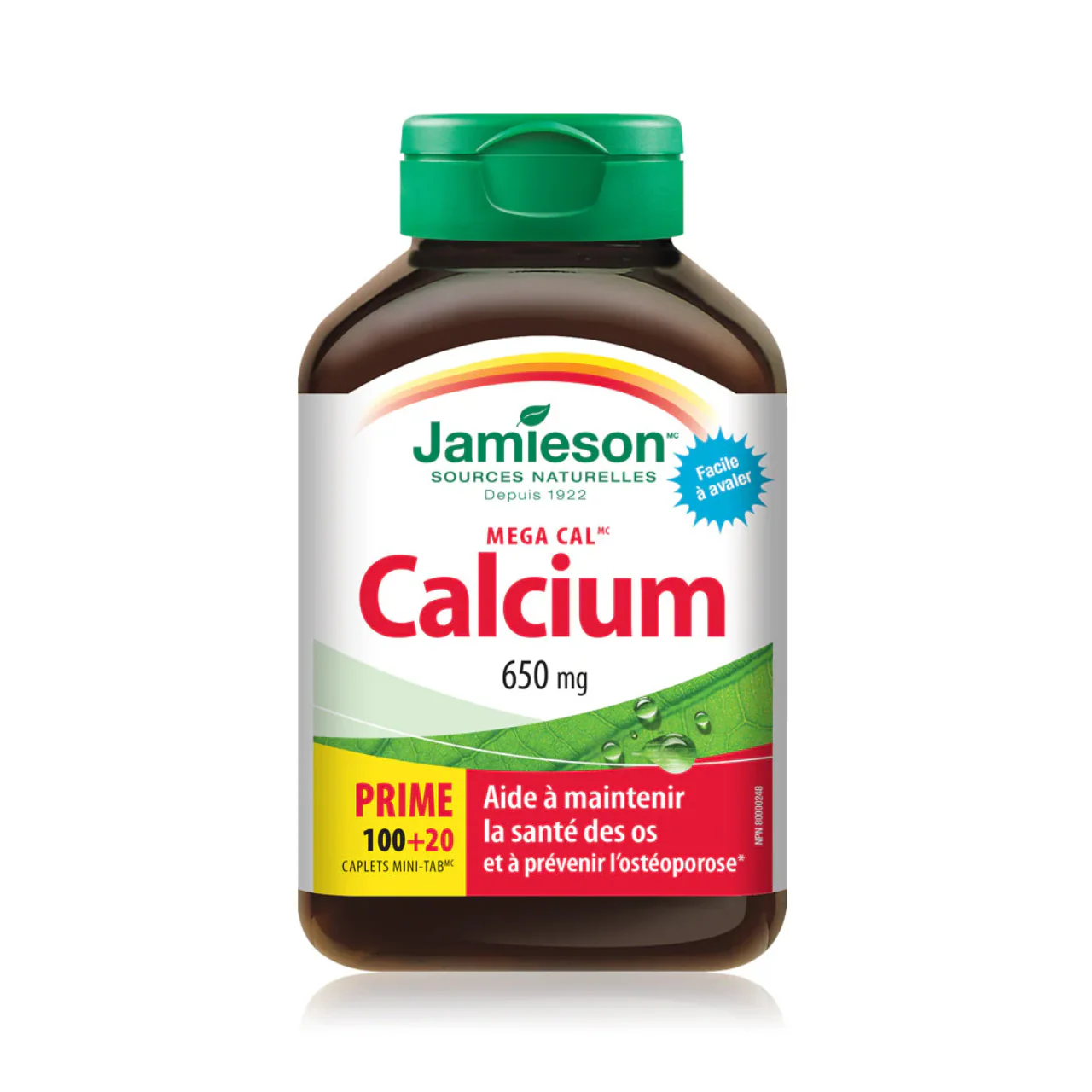 Jamieson - Mega Cal Calcium 650 mg | 100 + 20 Mini-Tab Caplets - Image 2