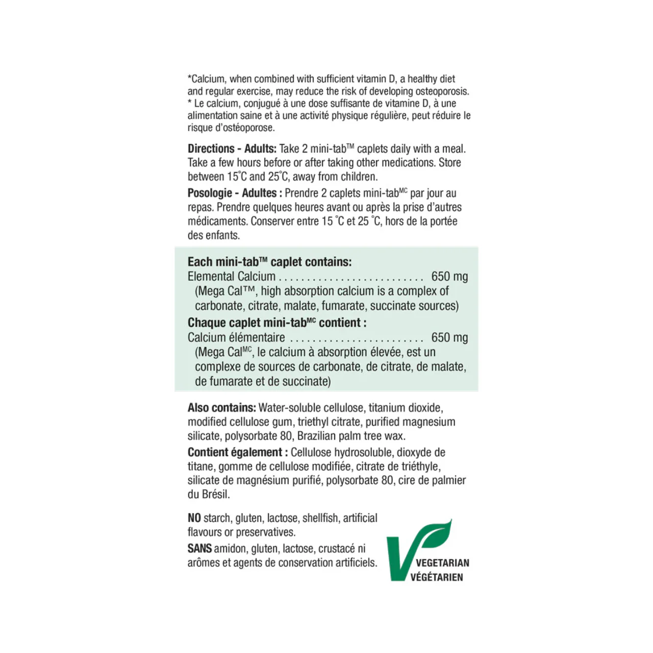 Jamieson - Mega Cal Calcium 650 mg | 100 + 20 Mini-Tab Caplets - Image 3