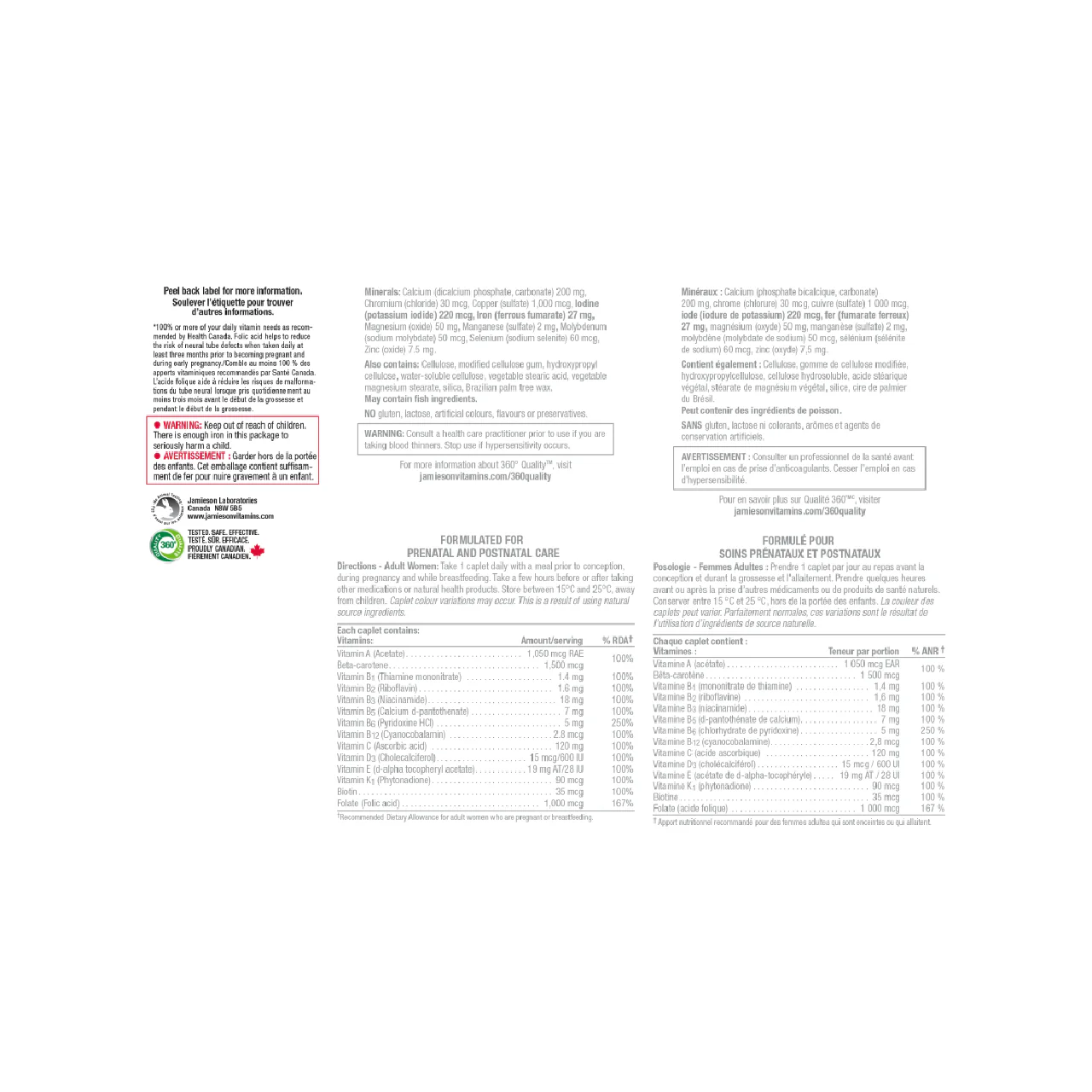 Jamieson - Prenatal 100% Complete Multivitamin | 100 Caplets - Image 3