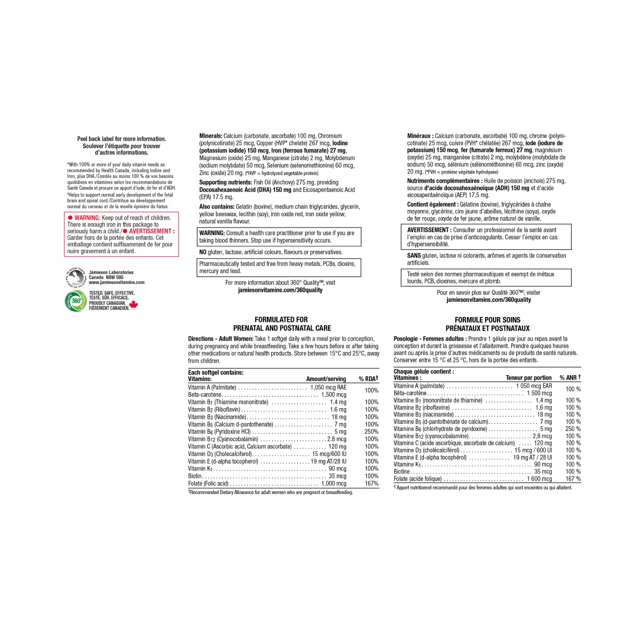 Jamieson - Prenatal 100% Complete MultiVitamin + DHA  | 60 Softgels - Image 3