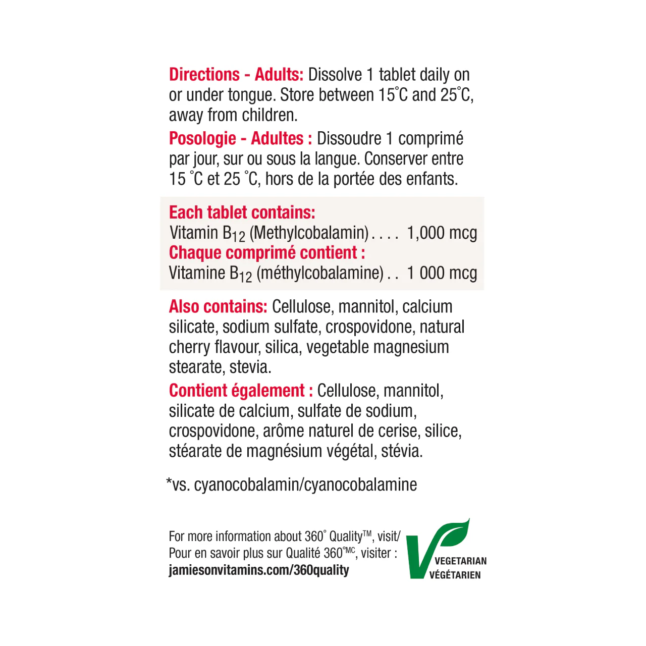 Jamieson - Vitamin B12 1000 mcg | 100 Sublingual Tablets - Image 3