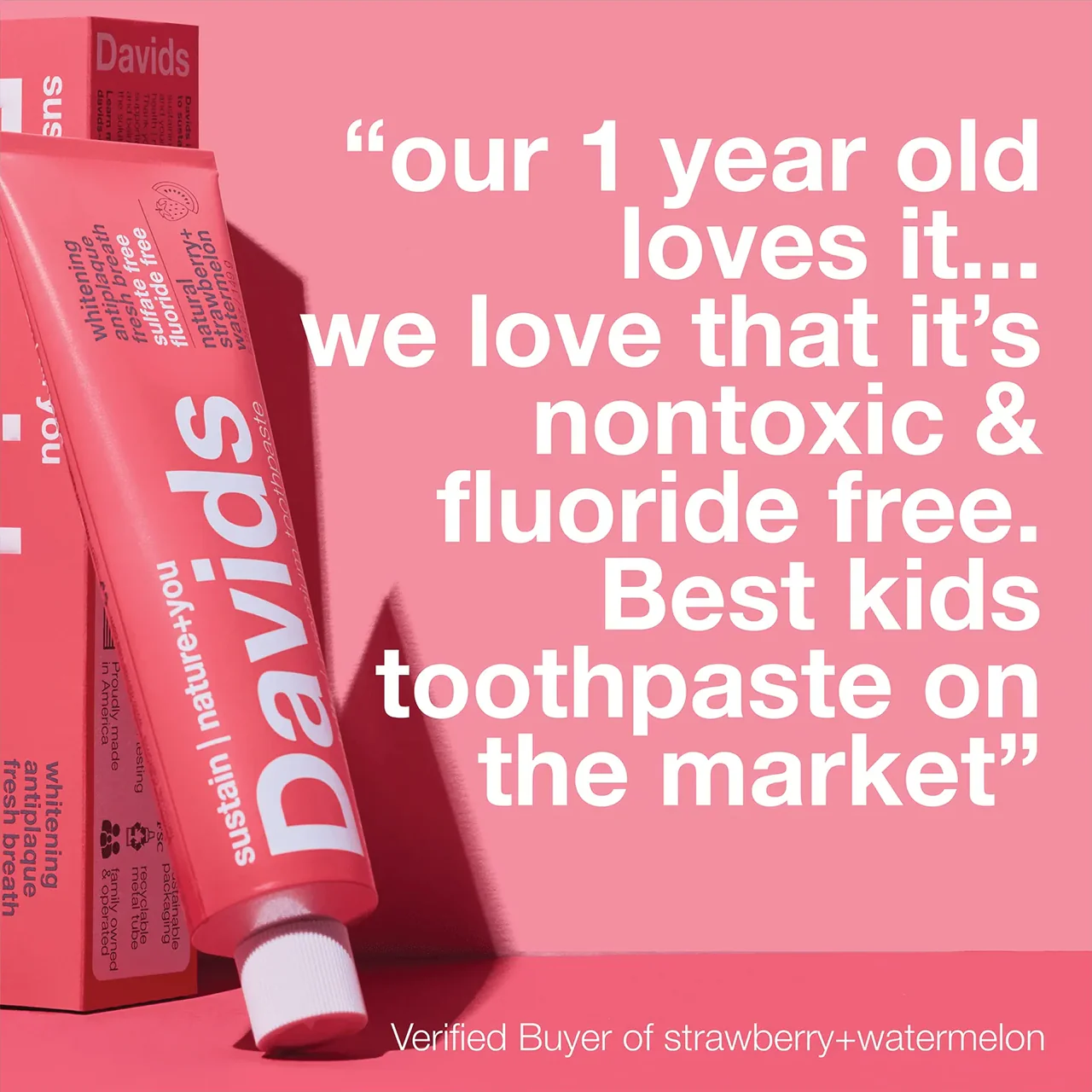 Davids Toothpaste - Kids+Adult Strawberry+Watermelon | 149 g - Image 2
