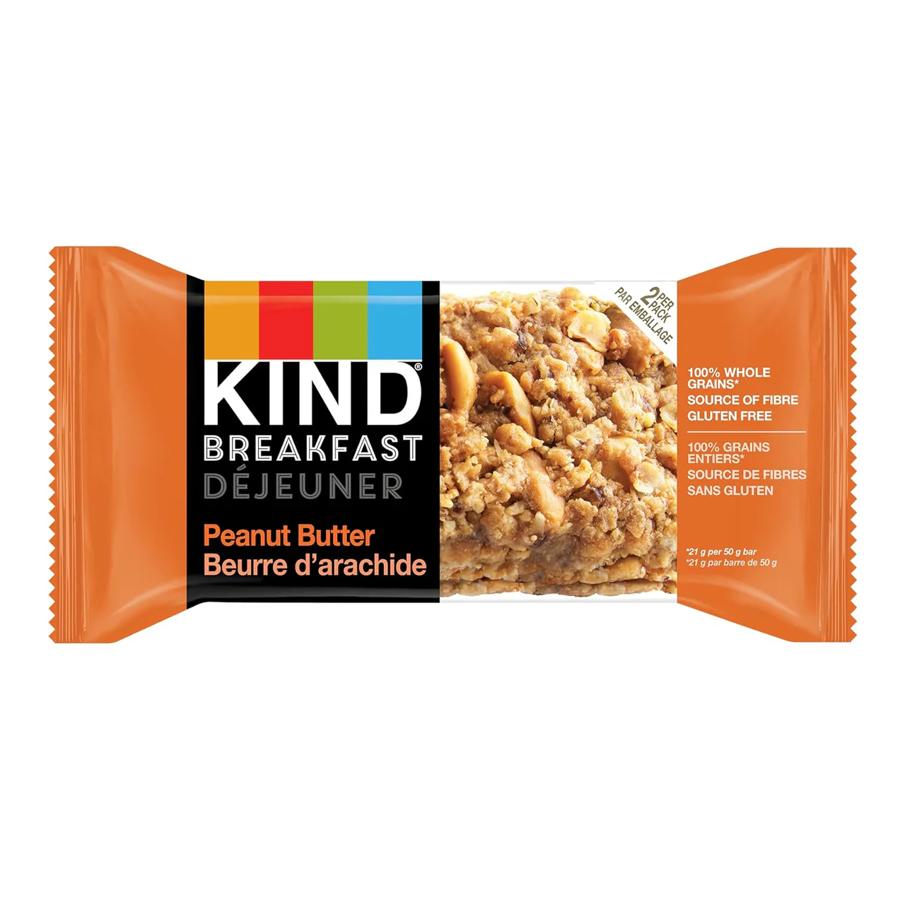 KIND - Breakfast Whole Grain Bars - Peanut Butter | 4 x 50 g - Image 2