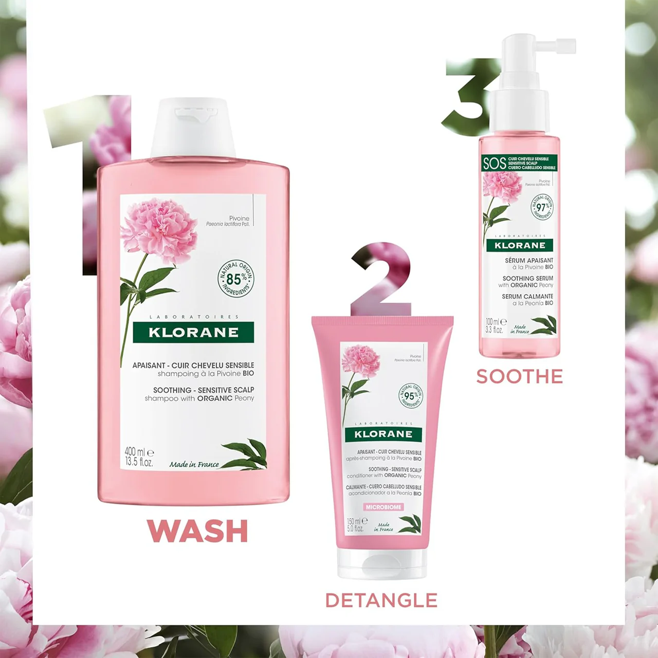 Klorane - Soothing Sensitive Scalp Conditioner, Organic Peony | 150 mL - Image 3