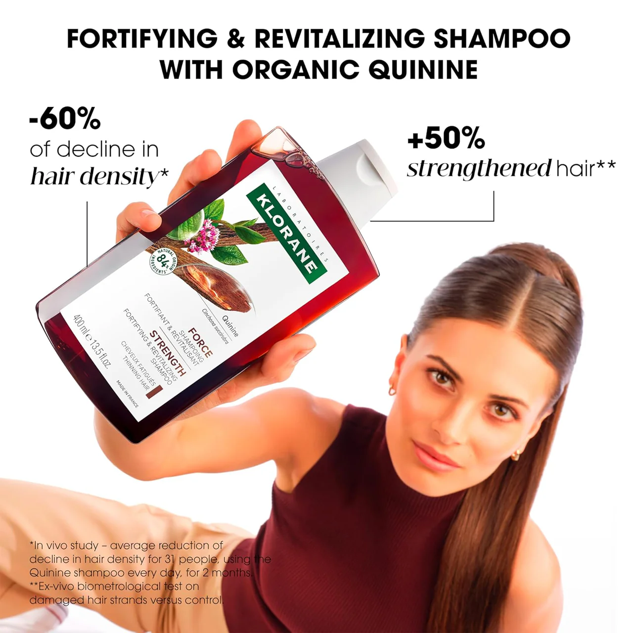 Klorane - Strength Shampoo with Quinine for Thinning Hair | 400 mL - Image 2