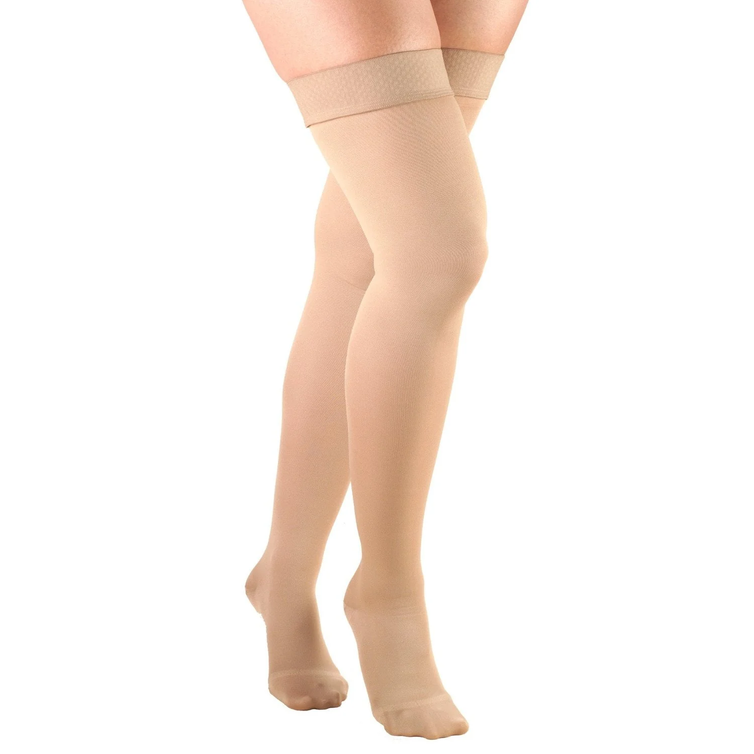 TRUFORM - Ladies' Thigh High Opaque Stockings (Dot Top) | Closed Toe 20-30 Mmhg