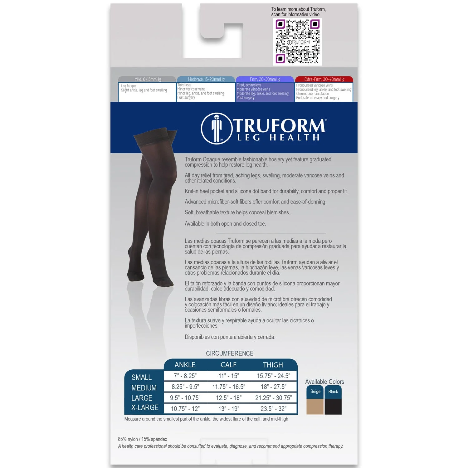 TRUFORM - Ladies' Thigh High Opaque Stockings (Dot Top) | Closed Toe 20-30 Mmhg - Image 3