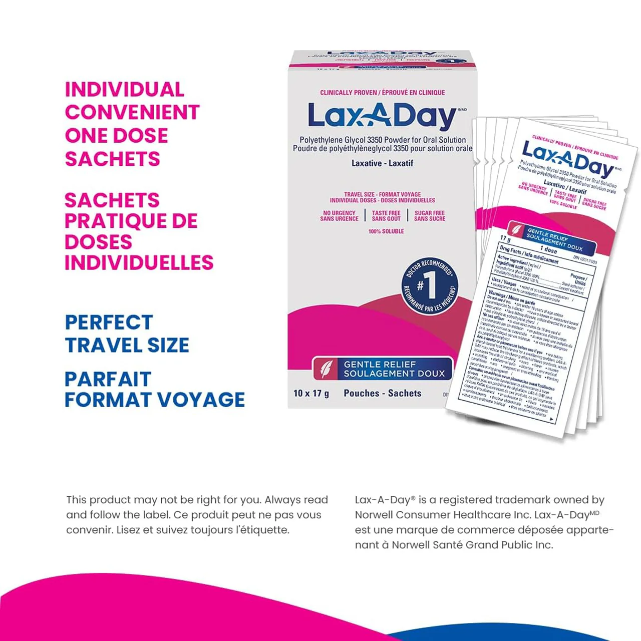 Lax-A-Day Powder Laxative, No Sugar | 17 g x 10 Pouches - Image 2
