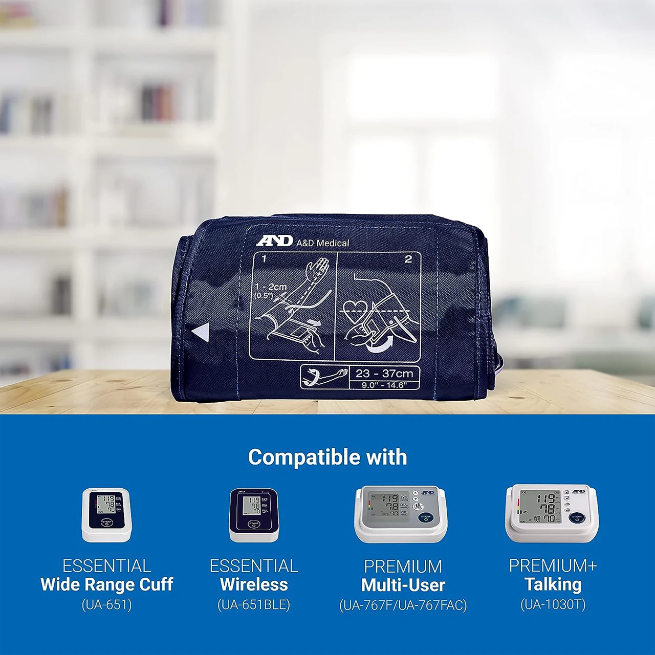 AND Medical - Life Source - Blood Pressure Cuff - Medium - UA-290A - 9"-14"/ 23 - 37 cm | 1 Cuff - Image 2