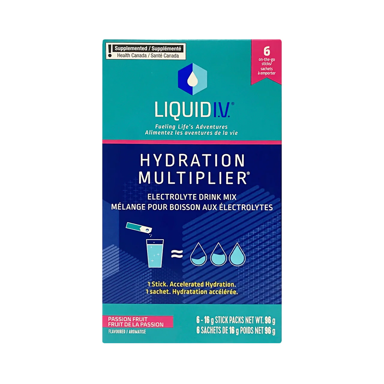 Liquid IV - Hydration Multiplier Electrolyte Drink Mix, Passion Fruit | 6 Packs