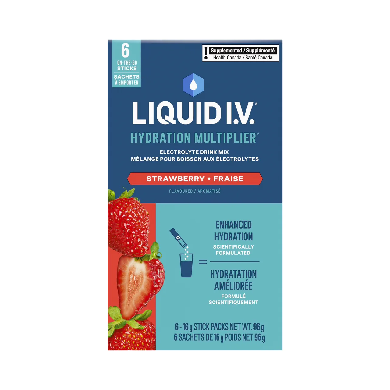 Liquid IV - Hydration Multiplier Electrolyte Drink Mix, Strawberry | 16 g x 6 Sachets
