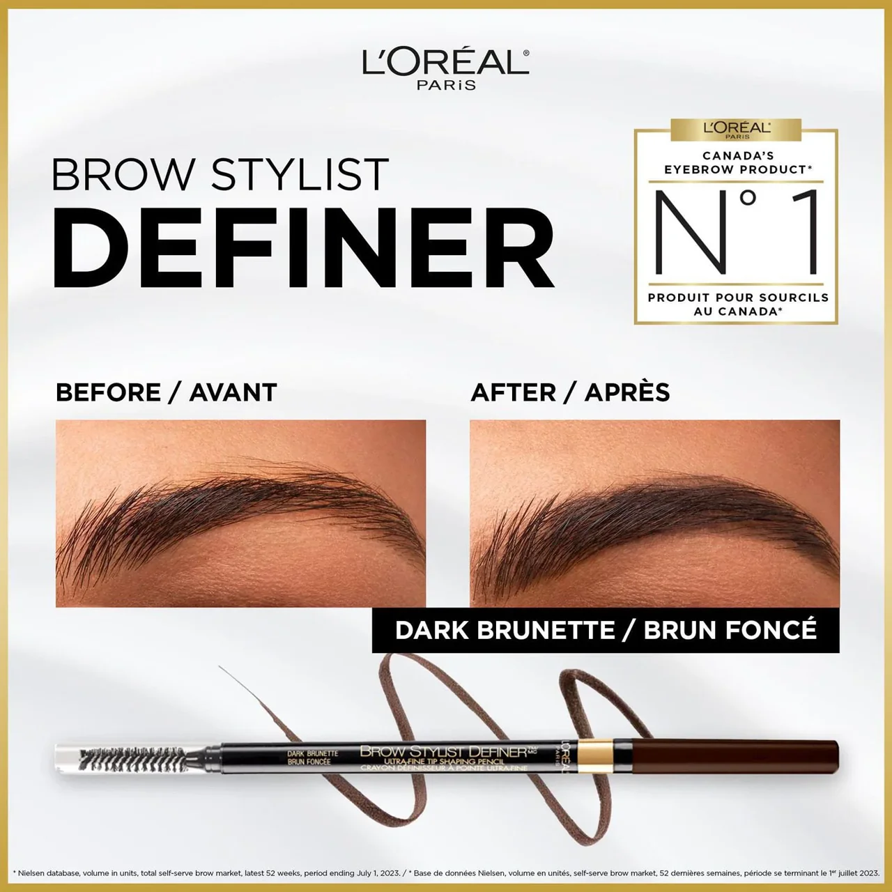L'Oréal Paris Brow Stylist Definer Ultra-Fine Tip Shaping Pencil - Dark Brunette | 90 mg - Image 2