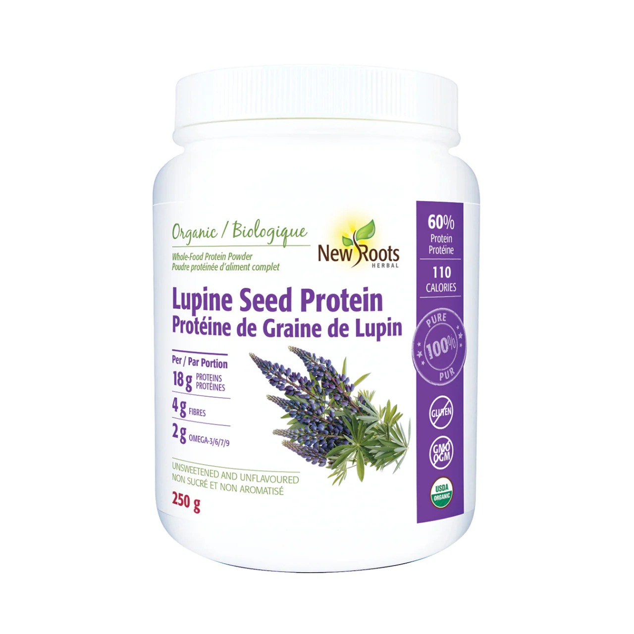 New Roots - Lupine Seed Protein Organic 100 Pure Whole Food Protein Powder | 250 g