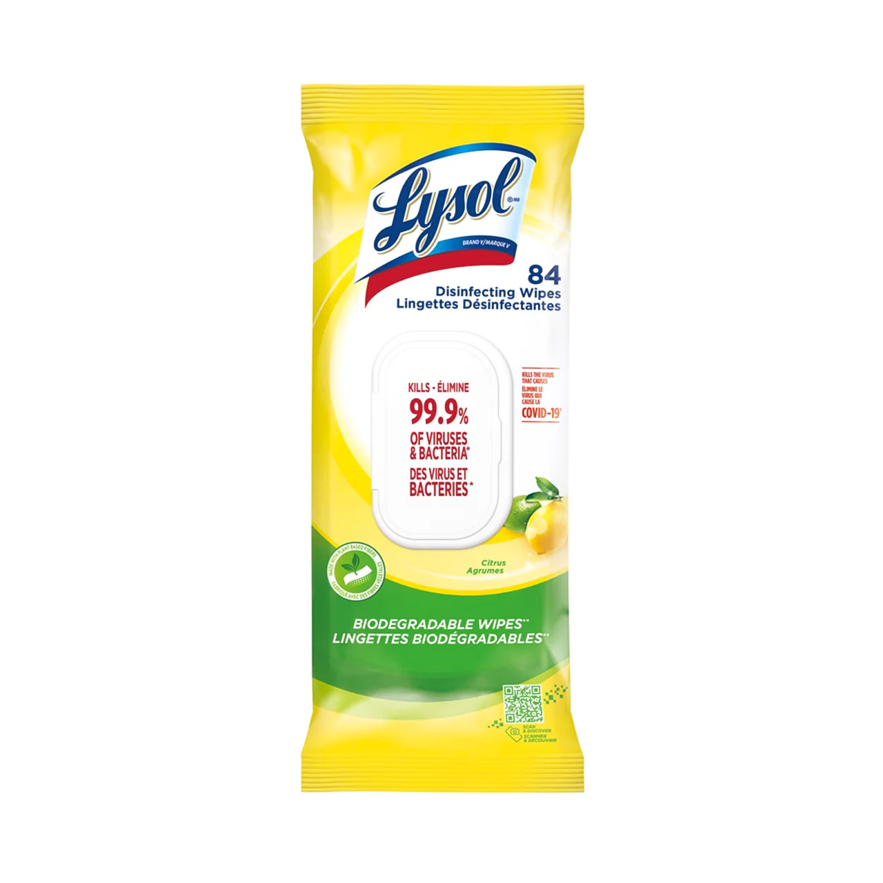 Lysol - Biodegradable Disinfecting Wipes - Citrus Scent | 84 Wipes