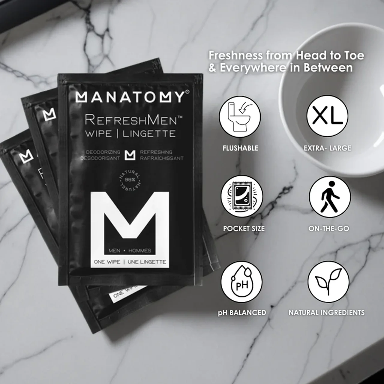 Manatomy - RefreshMen Wipes Sachets | 24 Count - Image 4