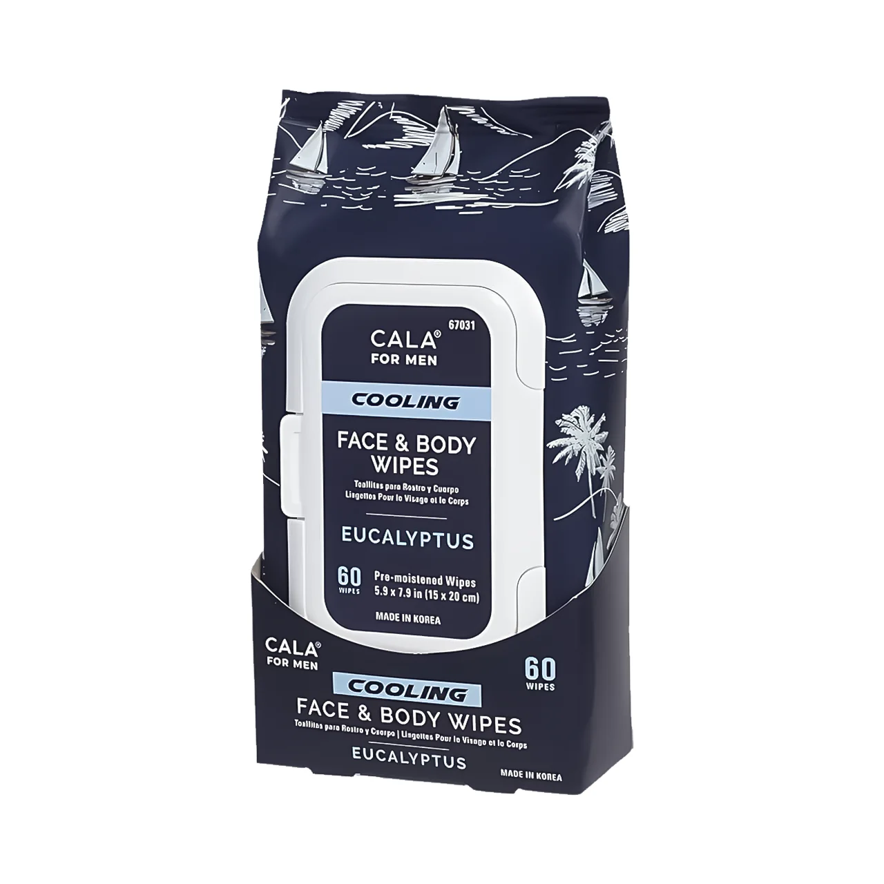 Cala For Men - Cooling Face & Body Wipes, Eucalyptus | 60 Wipes