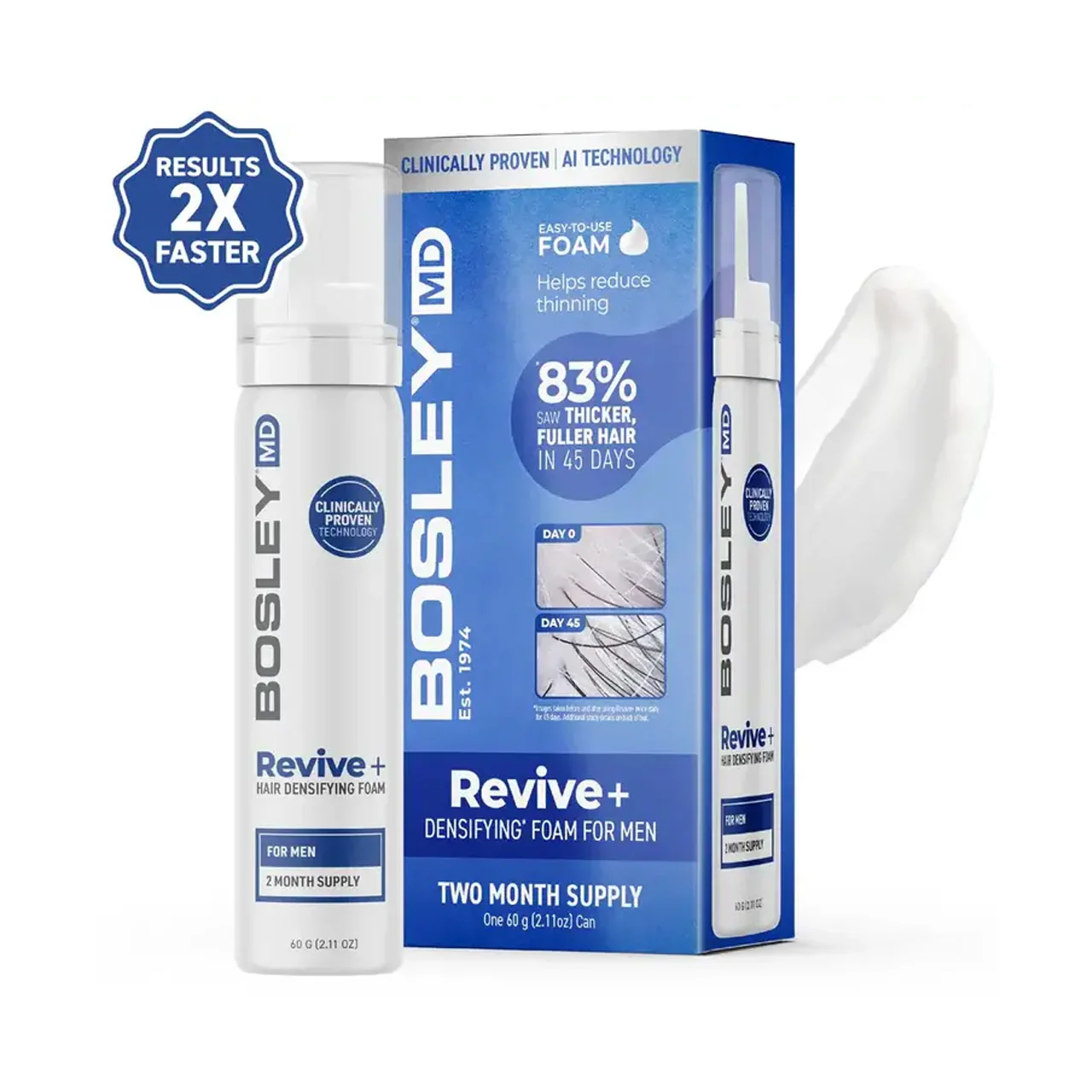 Bosley - Revive+ Hair Densifying Foam For Men | 2 month Supply - 60 g - Image 2