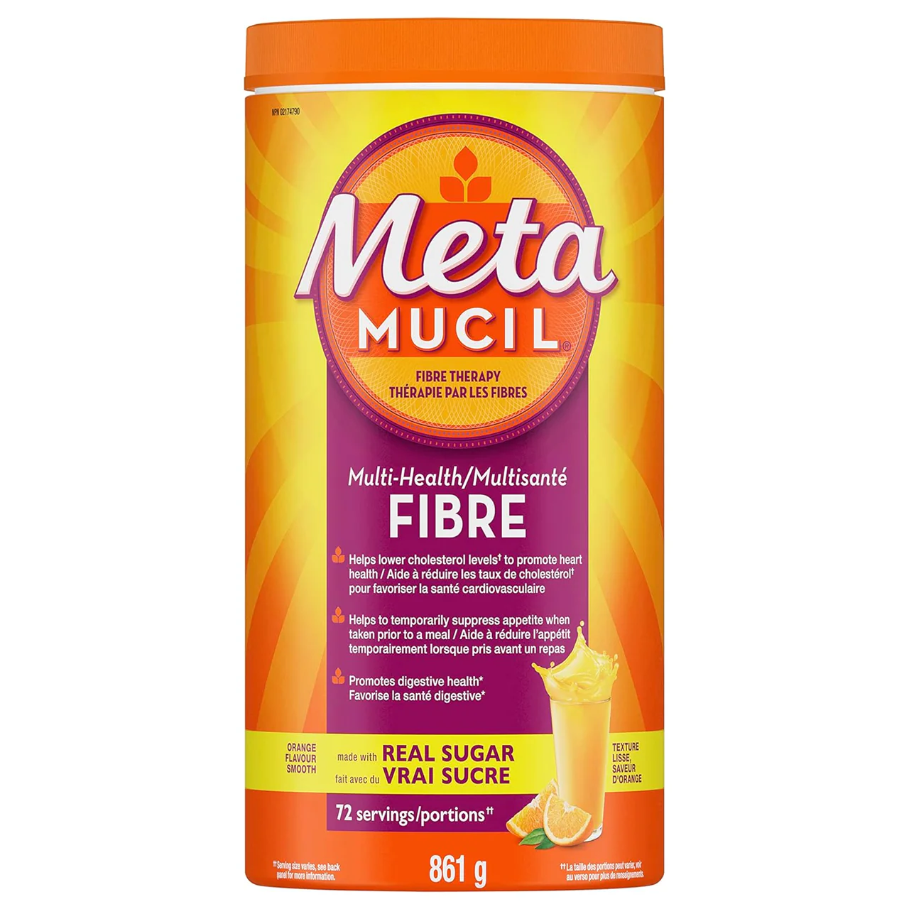 Metamucil - Multi Health Real Sugar Fibre Powder - Orange Flavour | 861 g