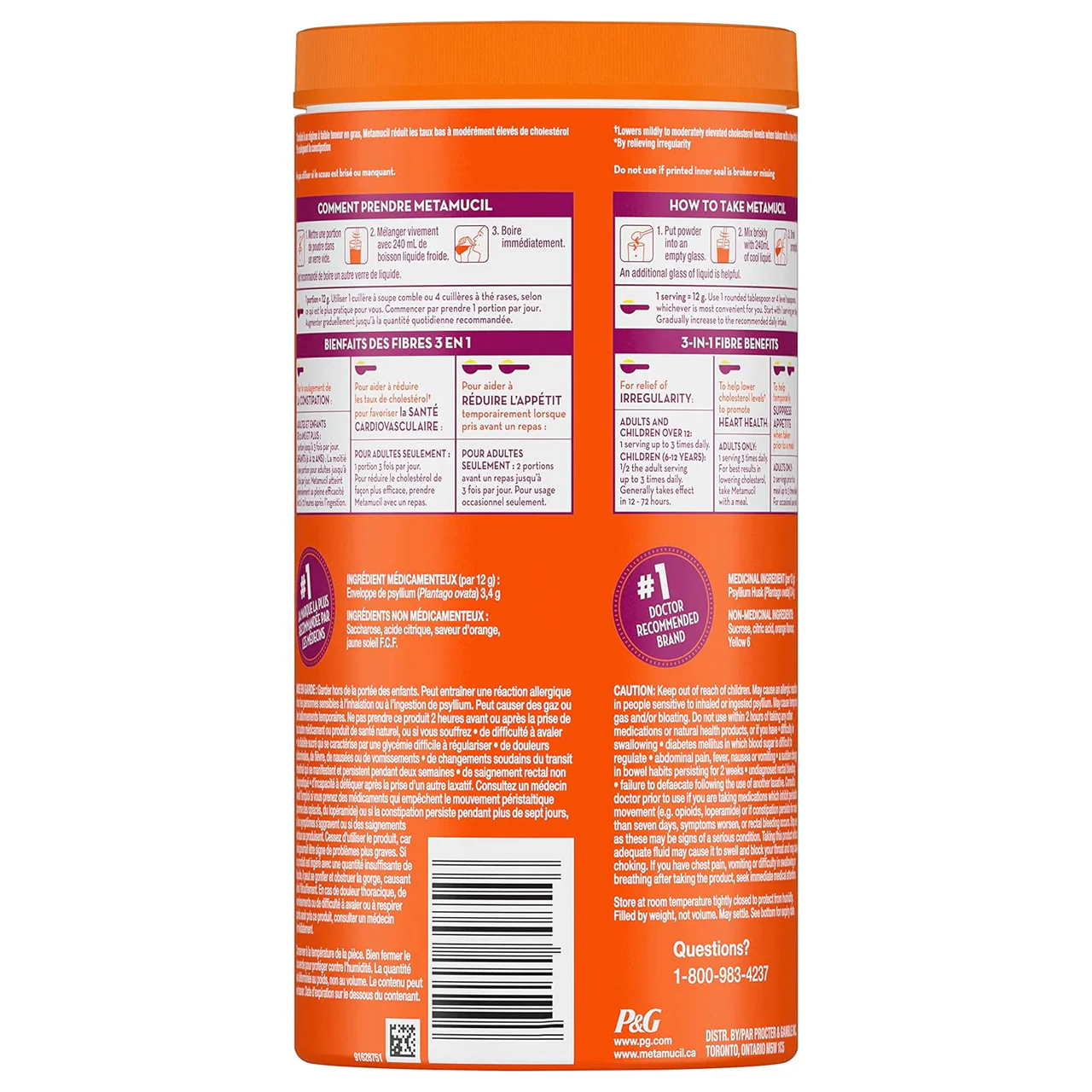 Metamucil - Multi Health Real Sugar Fibre Powder - Orange Flavour | 861 g - Image 2