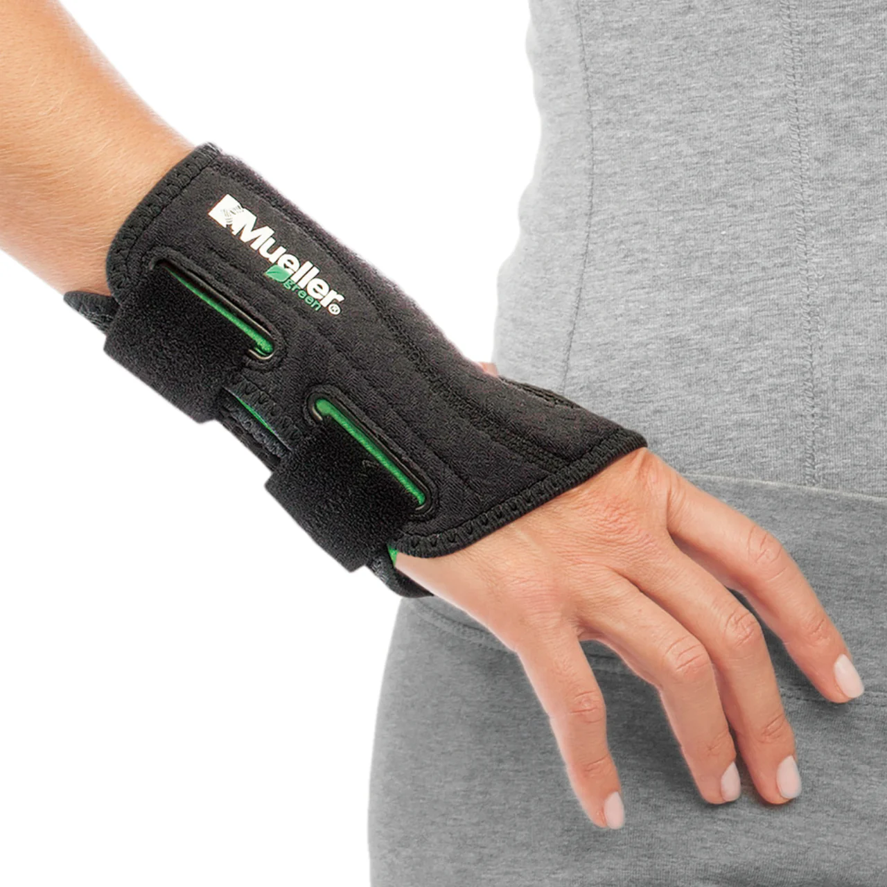 Mueller - Green Adjustable Fitted Wrist Brace - Left & Right Hand - Various Sizes