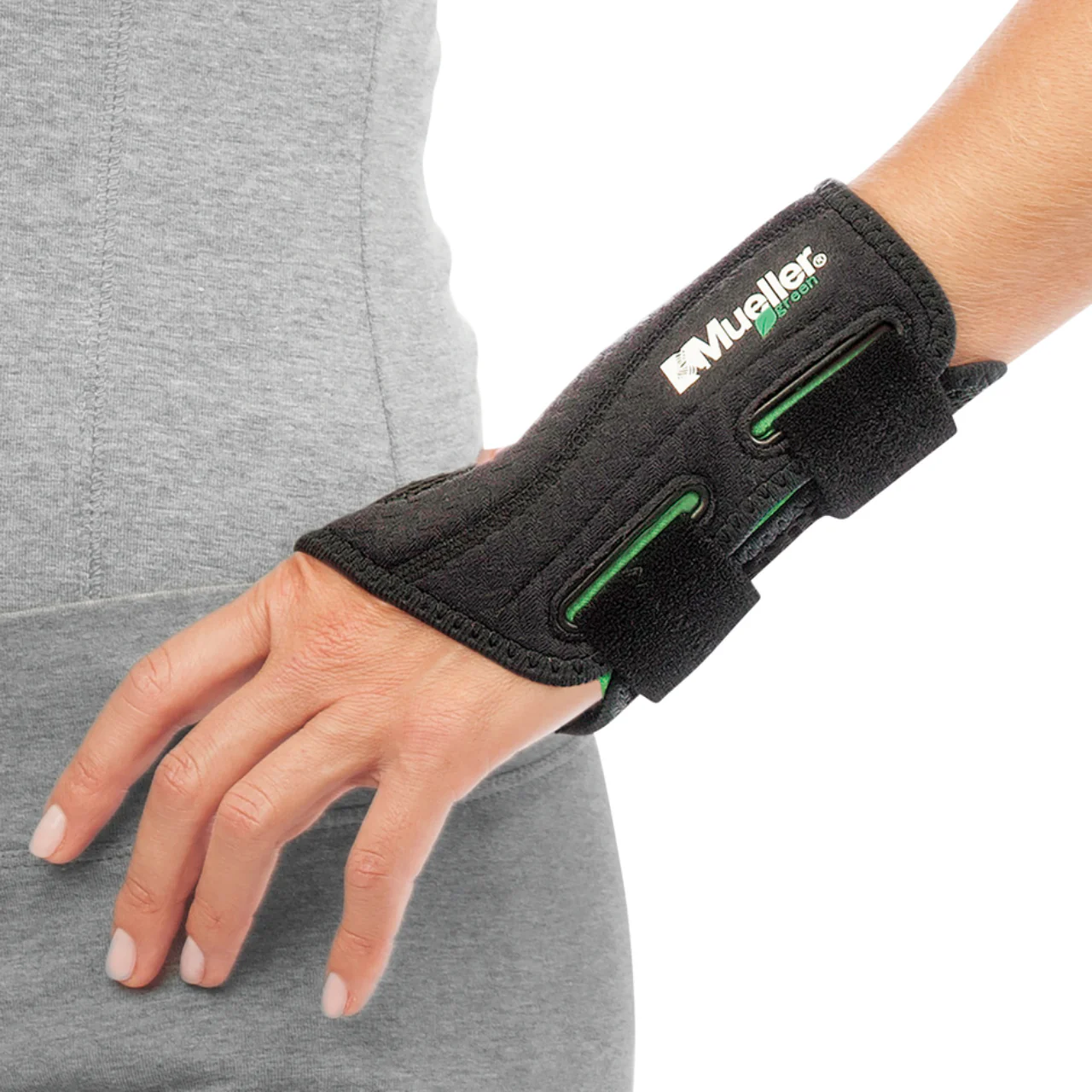 Mueller - Green Adjustable Fitted Wrist Brace - Left & Right Hand - Various Sizes - Image 2