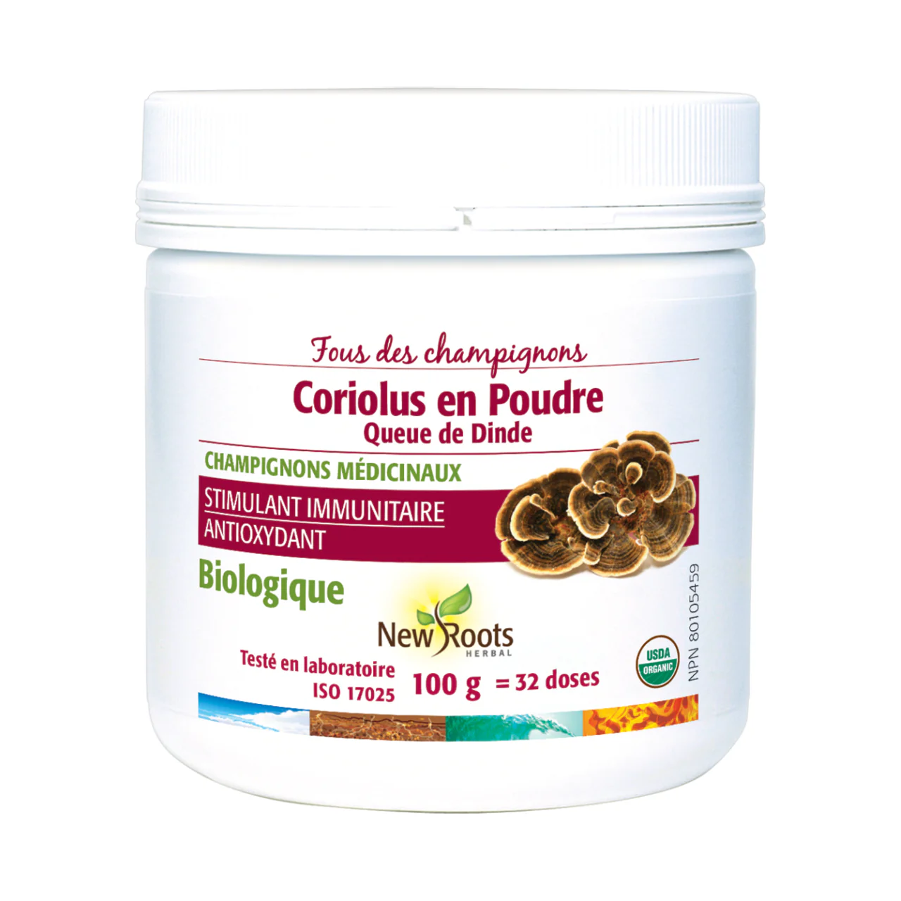 New Roots - Mushroom Lovers Coriolus Powder Turkey Tail Organic | 100 g - Image 2