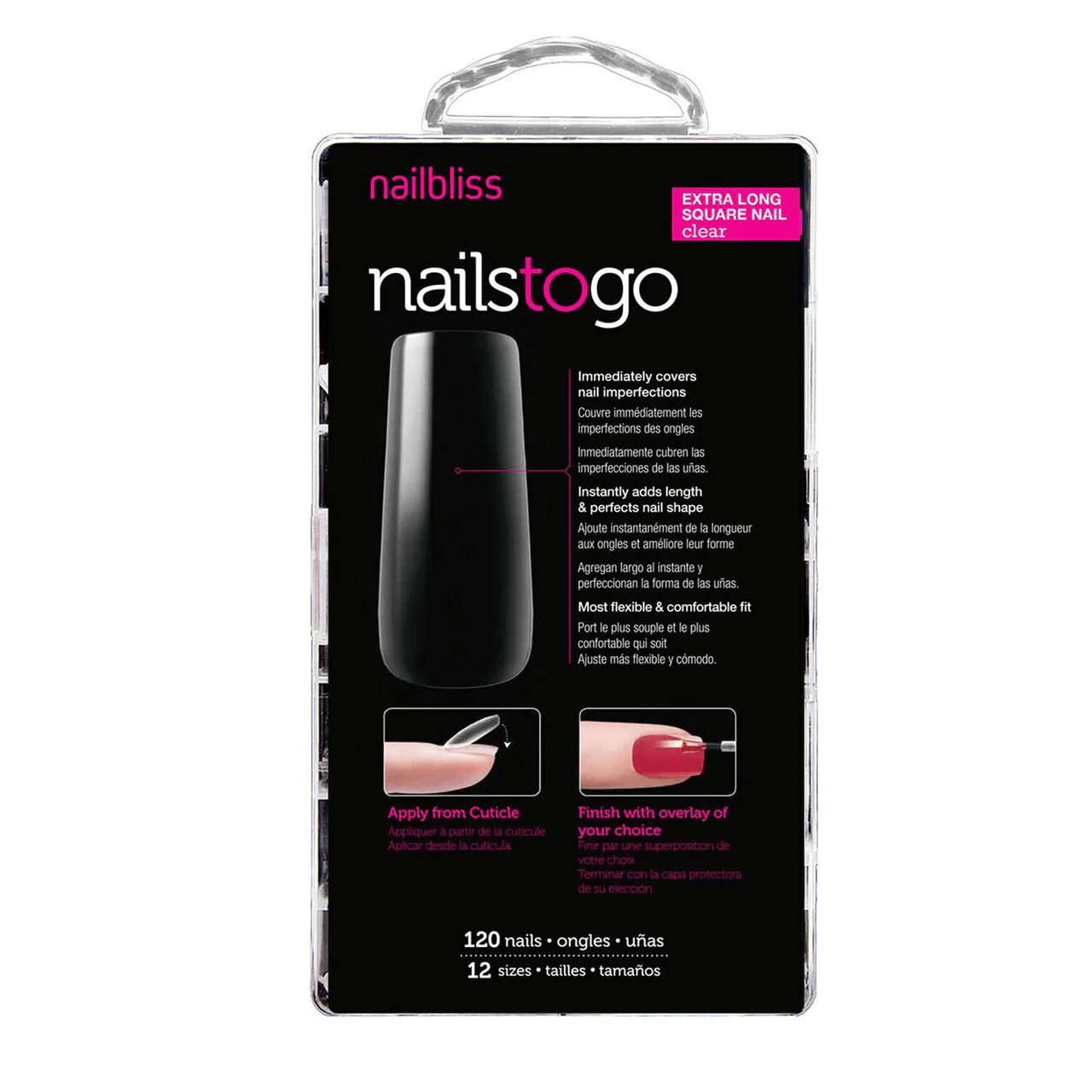 Nailbliss - Nails To Go Long Square Nail Kit - Clear | 120 Nails