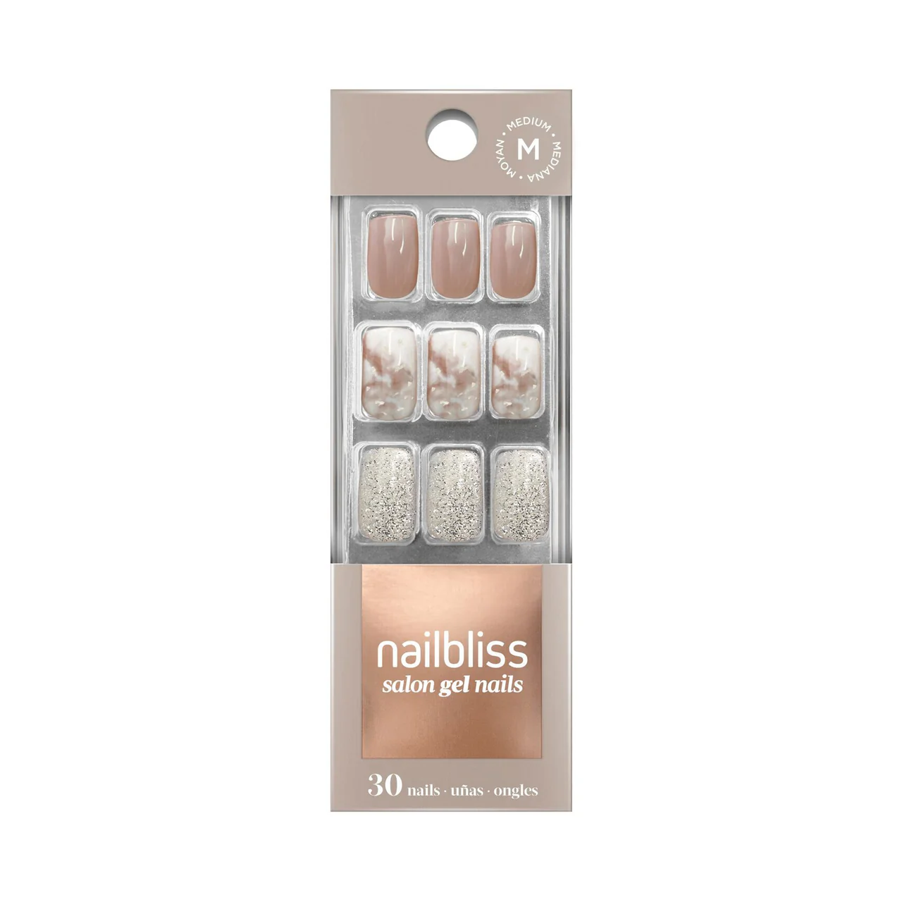 NailBliss - Salon Gel Nails - Medium - Marbelous GN27 | 30 Nails