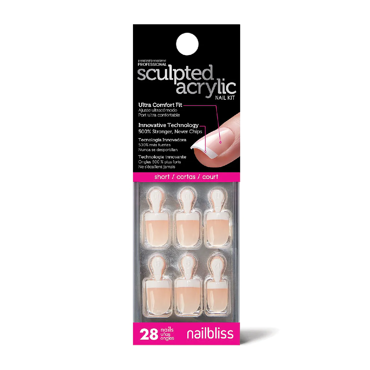 Nailbliss - Sculpted Acrylic Nail Kit - NBAN06 Short - 28 Nails
