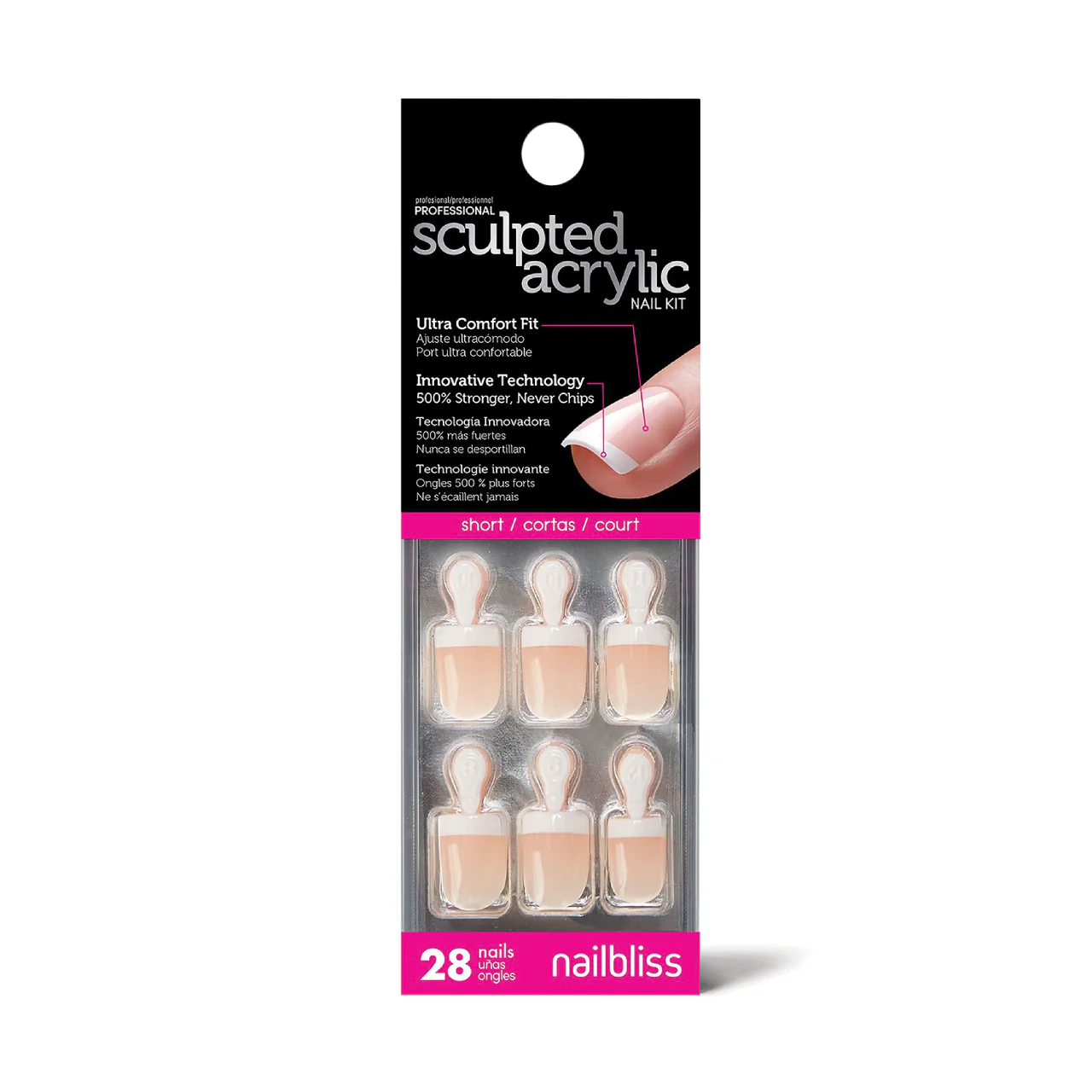 Nailbliss - Sculpted Acrylic Nail Kit - NBAN08 Short - 28 Nails