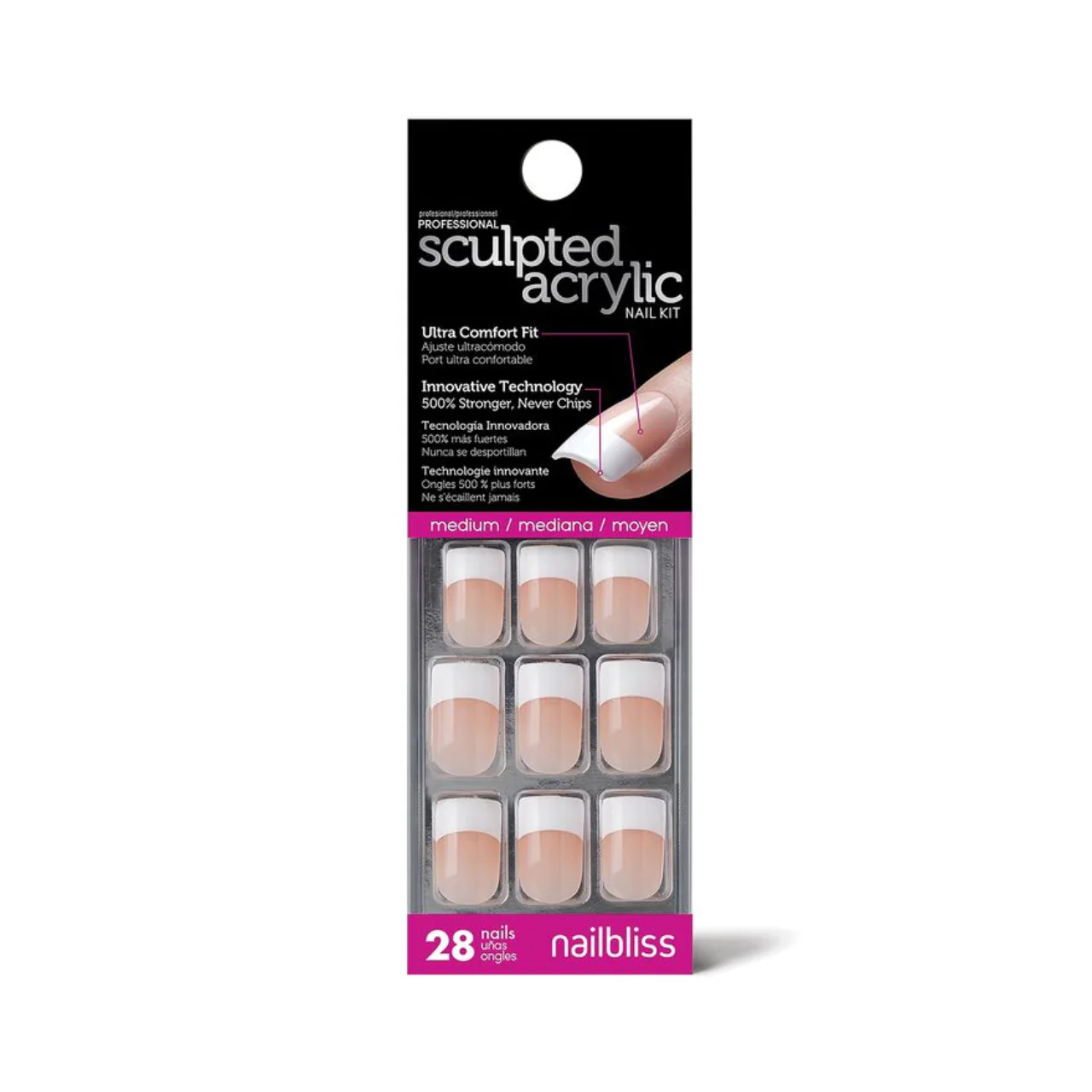 Nailbliss - Sculpted Acrylic Nail Kit - NBAN10 Medium - 28 Nails