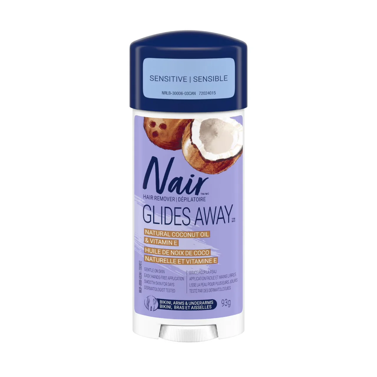 Nair - Glides Away Sensitive Formula Hair Remover - Coconut Oil + Vitamin E | 93 g