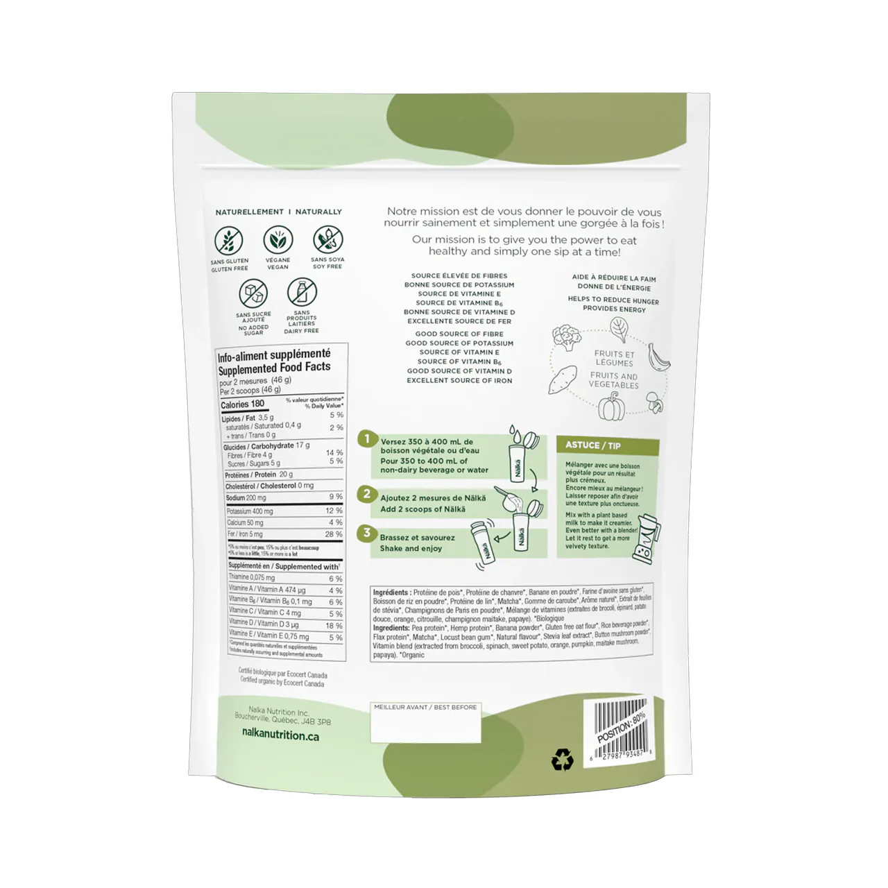 Nälkä - Plant-Based Protein Beverage, Vanilla Matcha | 690 g - Image 2