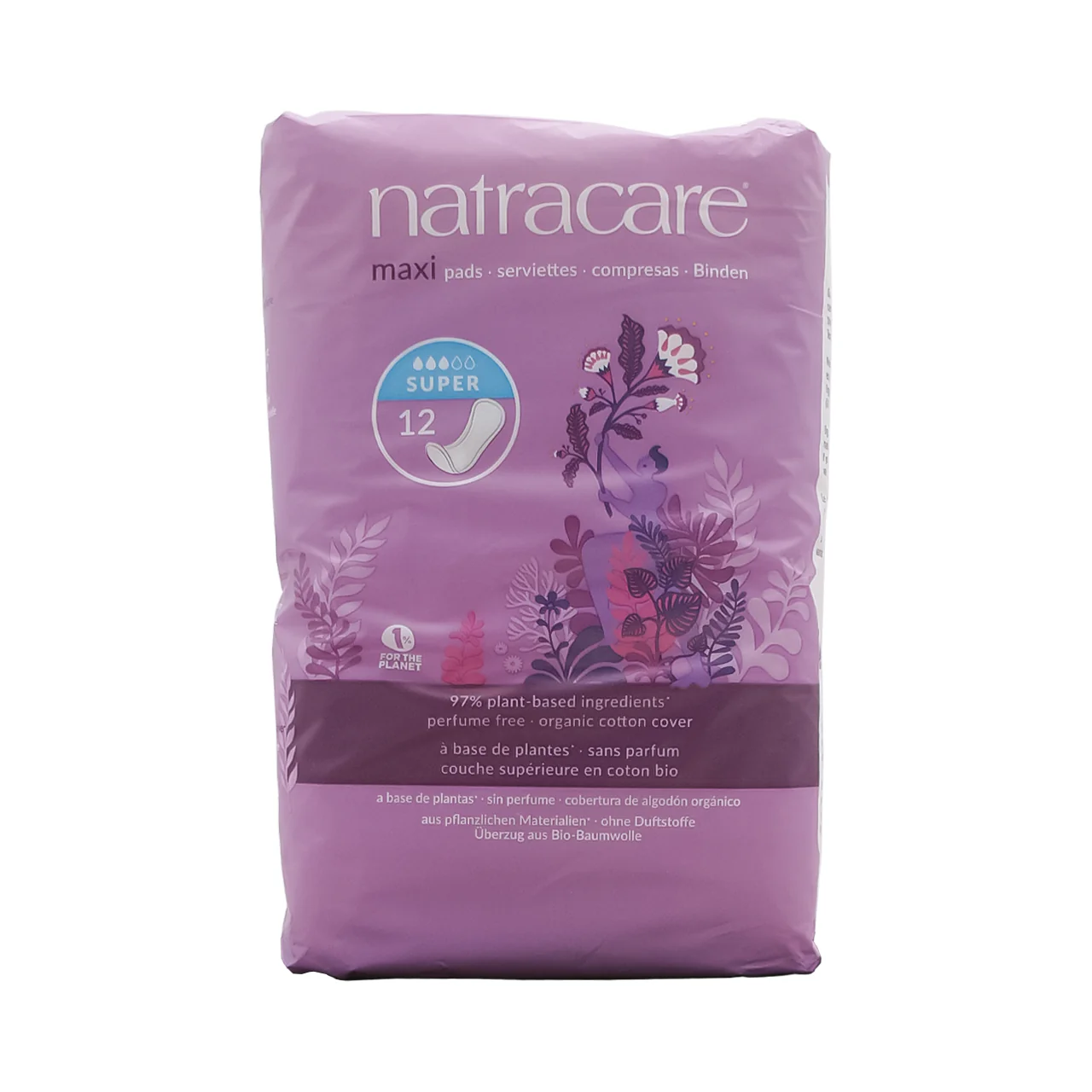 NatraCare - Organic Cotton Maxi Pads Wingless - Super | 12 Pads