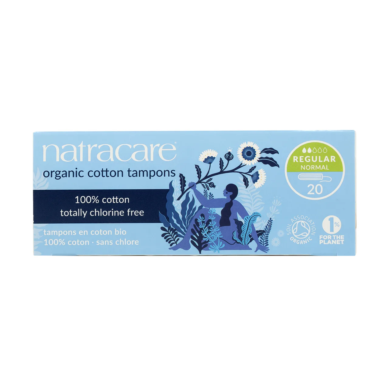 NatraCare - Non-Applicator Organic Cotton Tampons - Regular | 20 Tampons