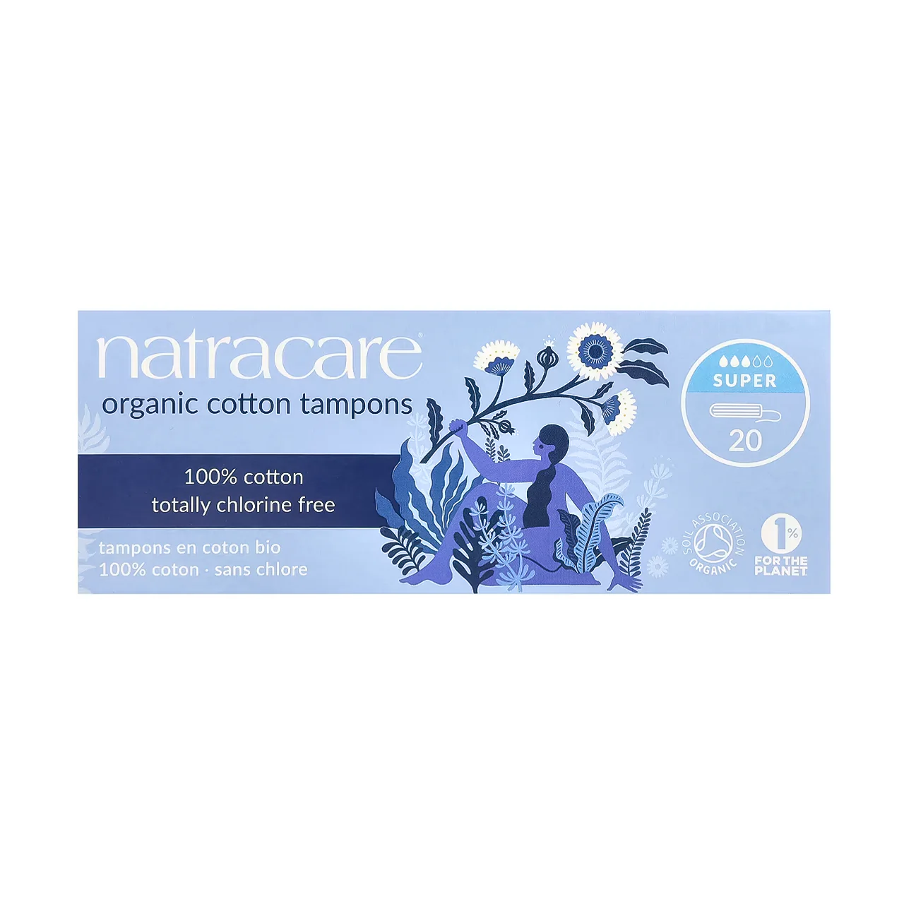 NatraCare - Non-Applicator Organic Cotton Tampons - Super | 20 Tampons