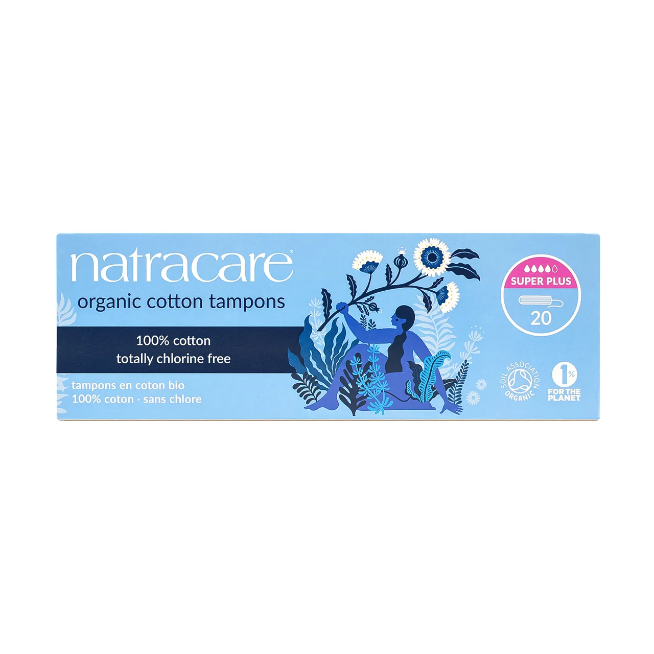 NatraCare - Non-Applicator Organic Cotton Tampons - Super Plus | 20 Tampons