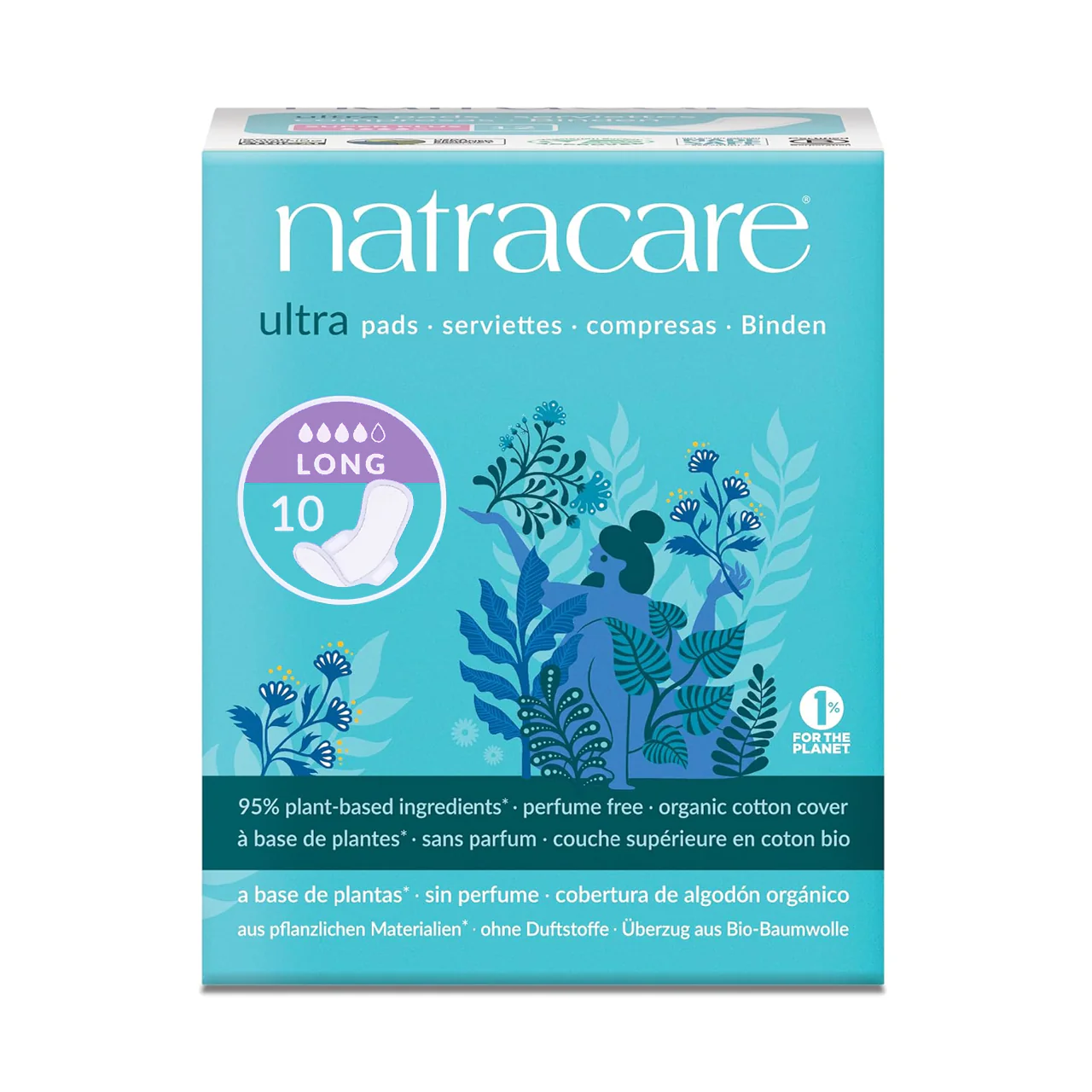 NatraCare - Organic Cotton Ultra Pads with Wings - Long | 10 Pads