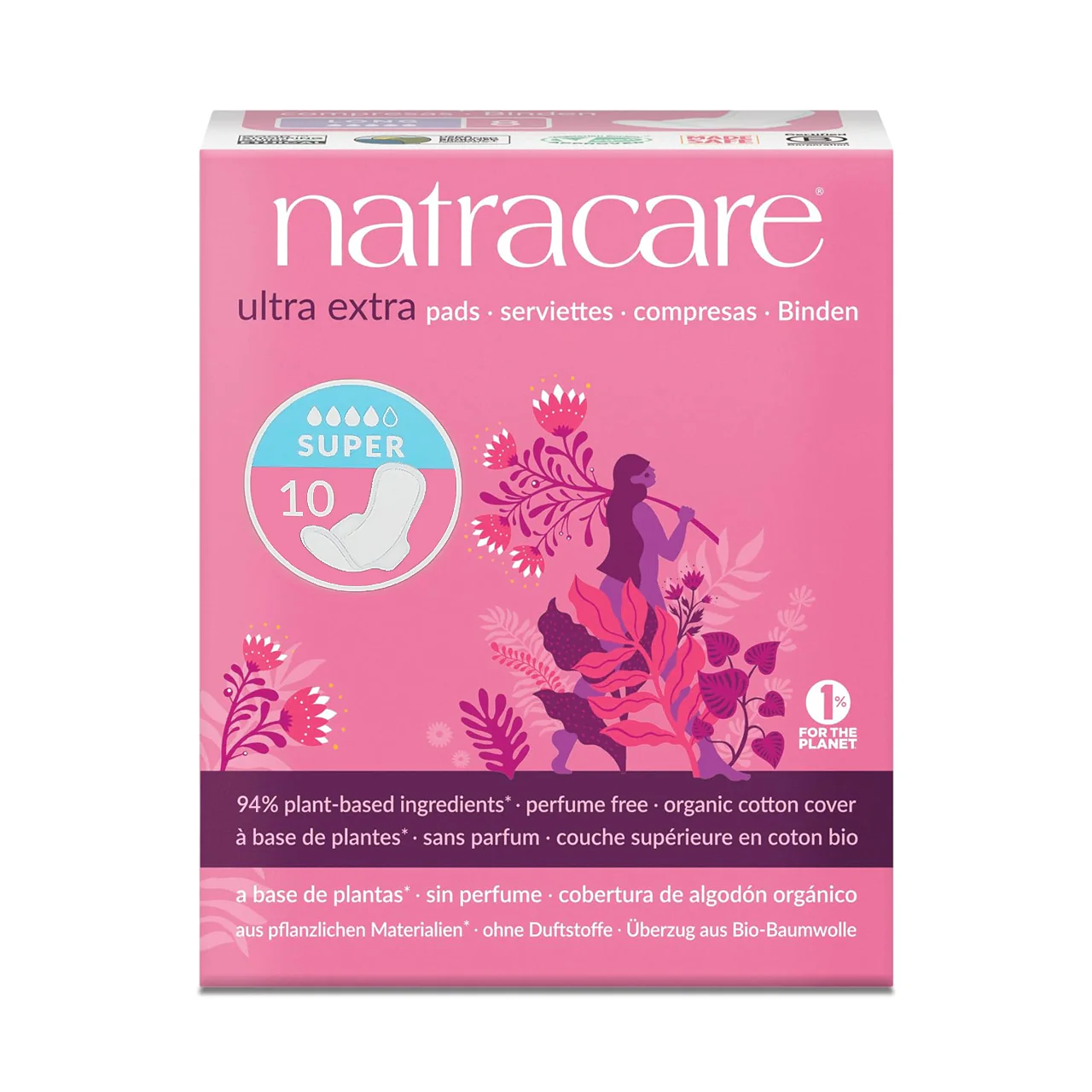 NatraCare - Ultra Extra Organic Cotton Plastic-Free Pads - Super | 10 Pads