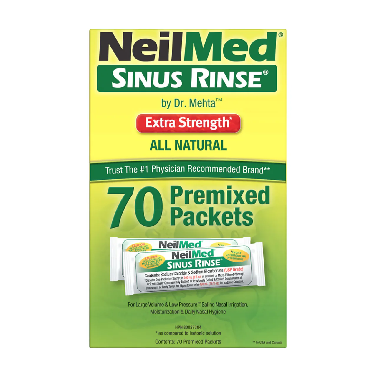 NeilMed - All Natural Sinus Rinse - Extra Strength | 70 Premixed Packets