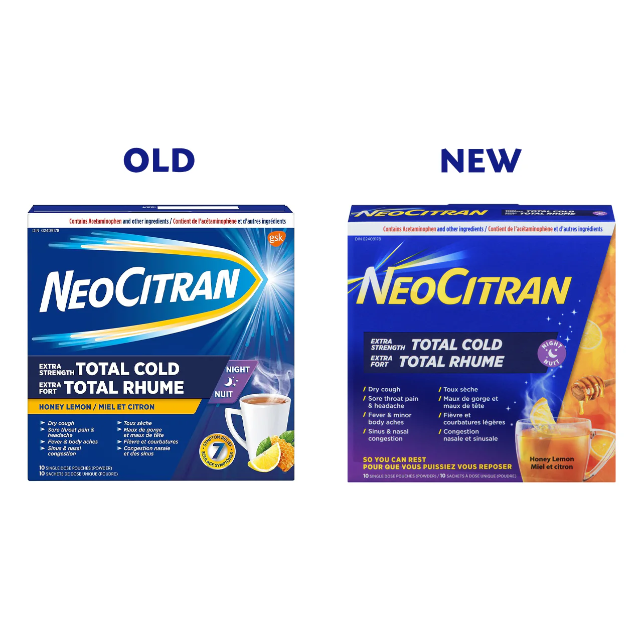 NeoCitran - Total Cold Extra Strength Night, Honey Lemon | 10 Pouches - Image 2