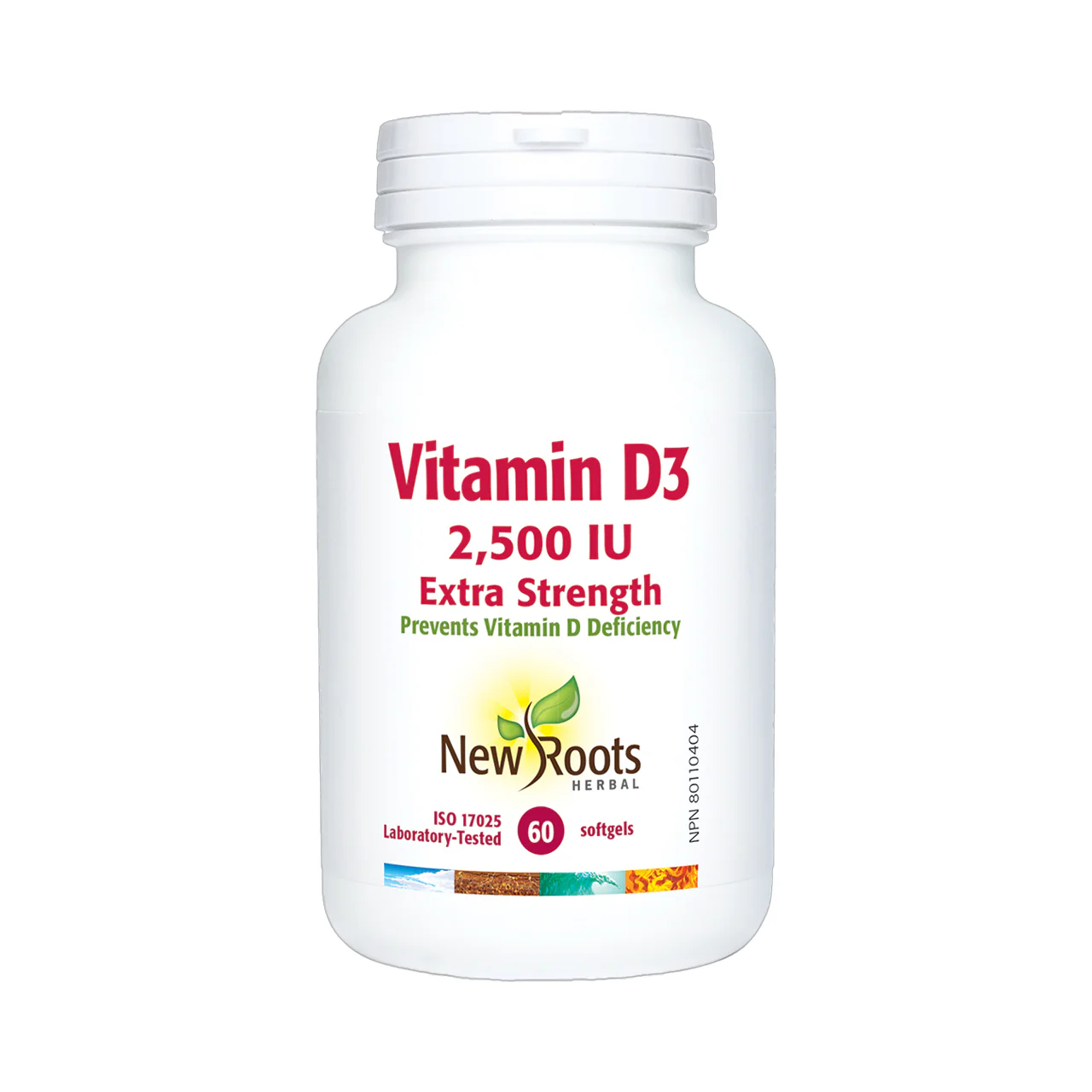 New Roots - Vitamin D3 2500 IU, Extra Strength | 90 Vegetable Capsules*