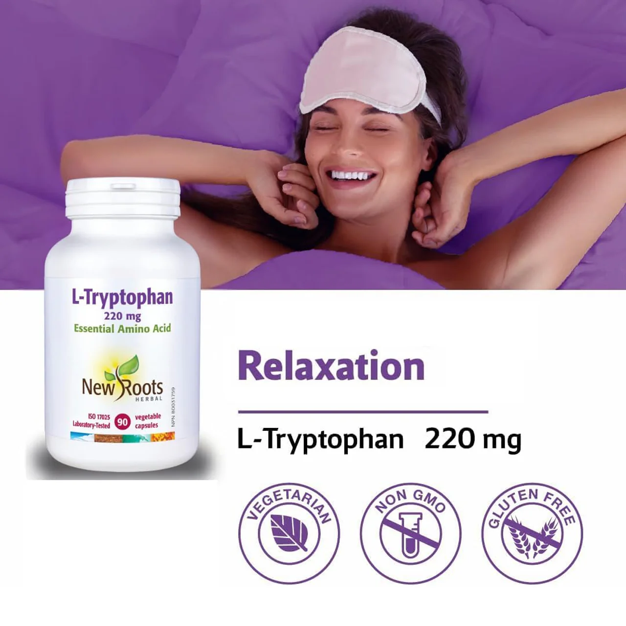 New Roots L-Tryptophan | 90 Vegetable Capsules - Image 2