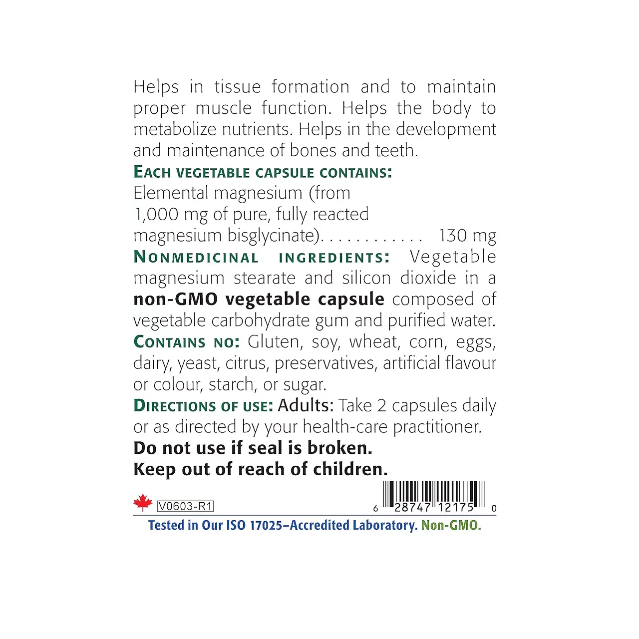 New Roots - Pure Magnesium Bisglycinate | 60 Vegetable Capsules - Image 2